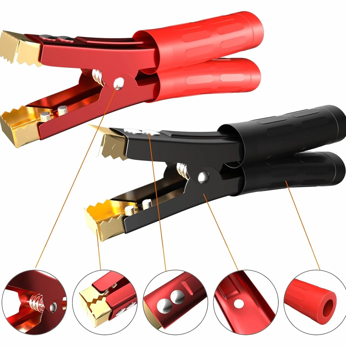 Greluma 2 Piezas 1000A Abrazaderas Cable Puente batería, Pinzas cocodrilo Resistentes, Cables Salto Abrazadera Refuerzo Abrazaderas Cargador batería Coche, Adecuado para Coche,vehículo,Barco