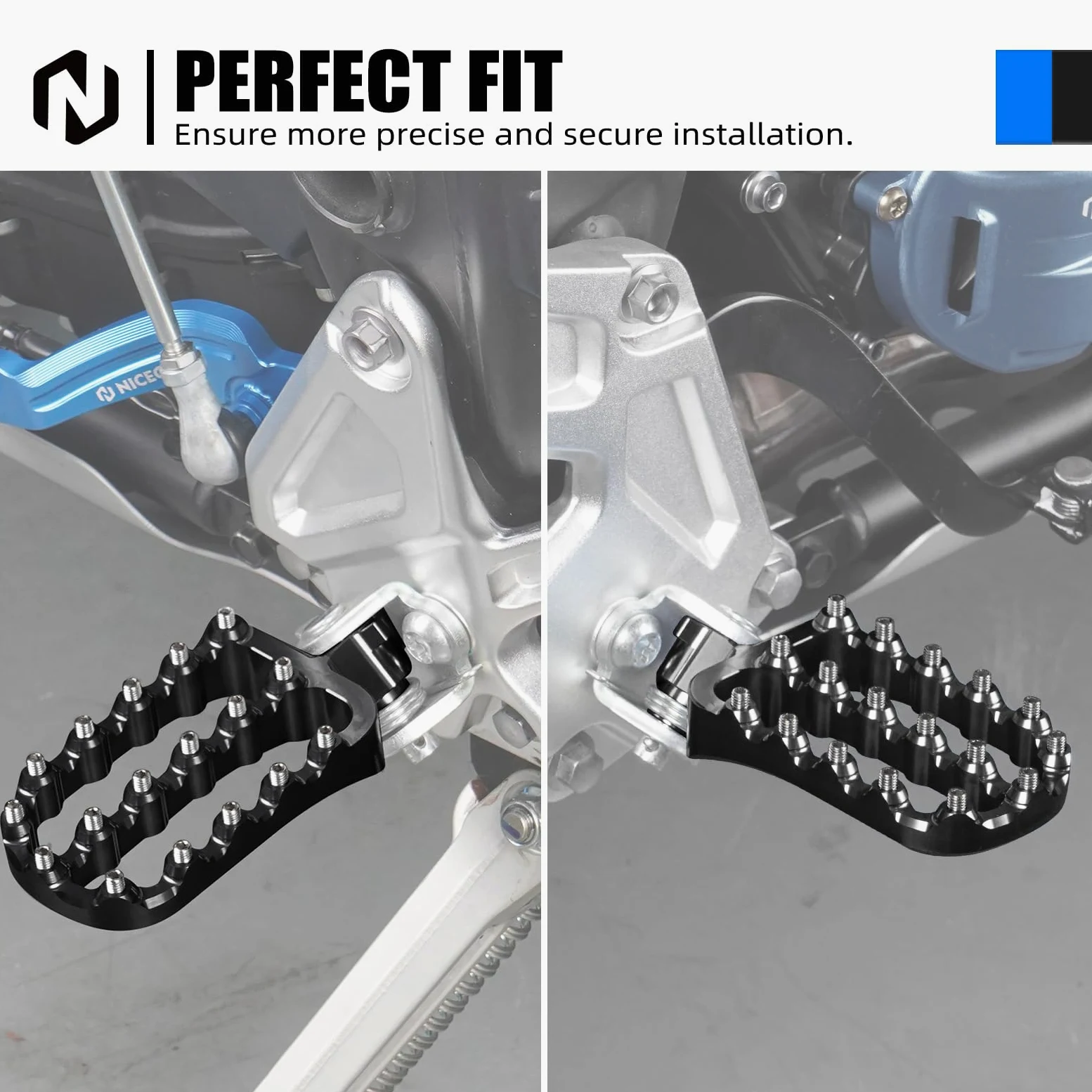NICECNC Reposapiés Ancho | Compatible with Yamaha Tenere700 XTZ 700 2019-2024, Estribo Alargado Alargado 6061 Aluminio, Negro