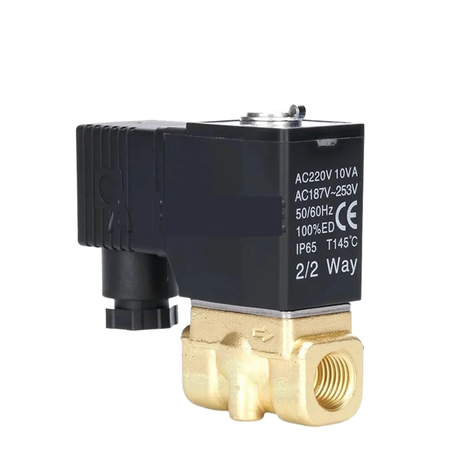 Válvula de Control de Fluido Normalmente Cerrada y acción Directa de latón 2W030-08/2W050, válvula de Flujo de Agua de solenoide de Empuje de 1/4"(2W030-06,AC12V)