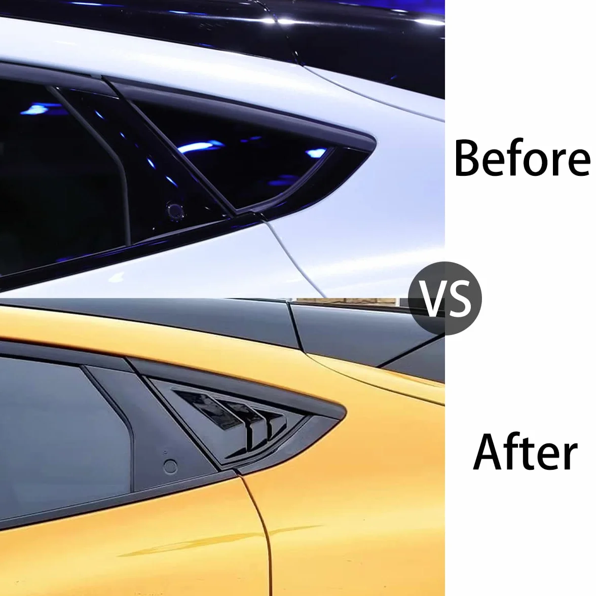 AOSK para Mustang Mach E Cuarto de Ventana Lateral Scoop Louvers Cover Ventana Visor Cubierta ABS (Negro Brillante)