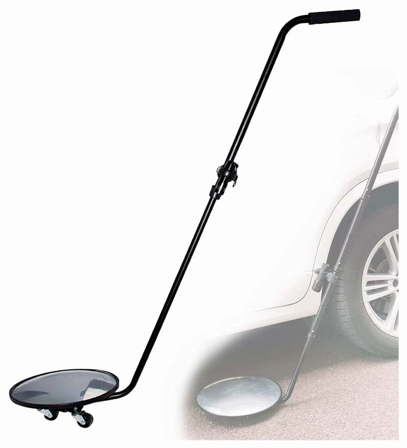 Espejo De Inspección De Bajos del Vehículo, Espejo De Inspección De Bajos del Vehículo con Luz Led, Longitud Ajustable De 120 A 140 Cm, Altura Mínima De Detección De