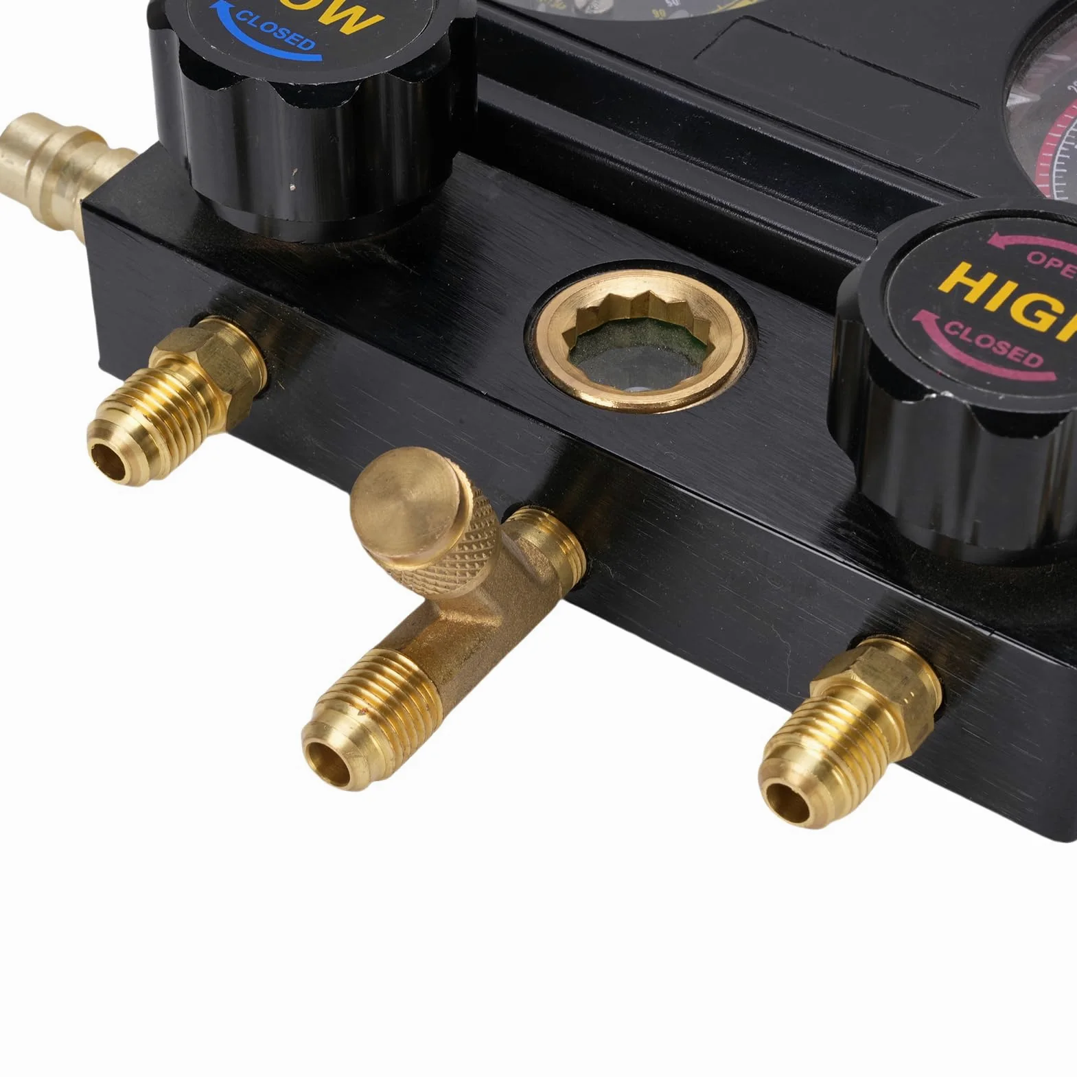 Tbest Juego DE Colector DE CA, Herramienta Profesional DE Carga DE Refrigerante HVAC Automotriz con 3 Mangueras para Material DE LATÓN R410A R32 R134A R22
