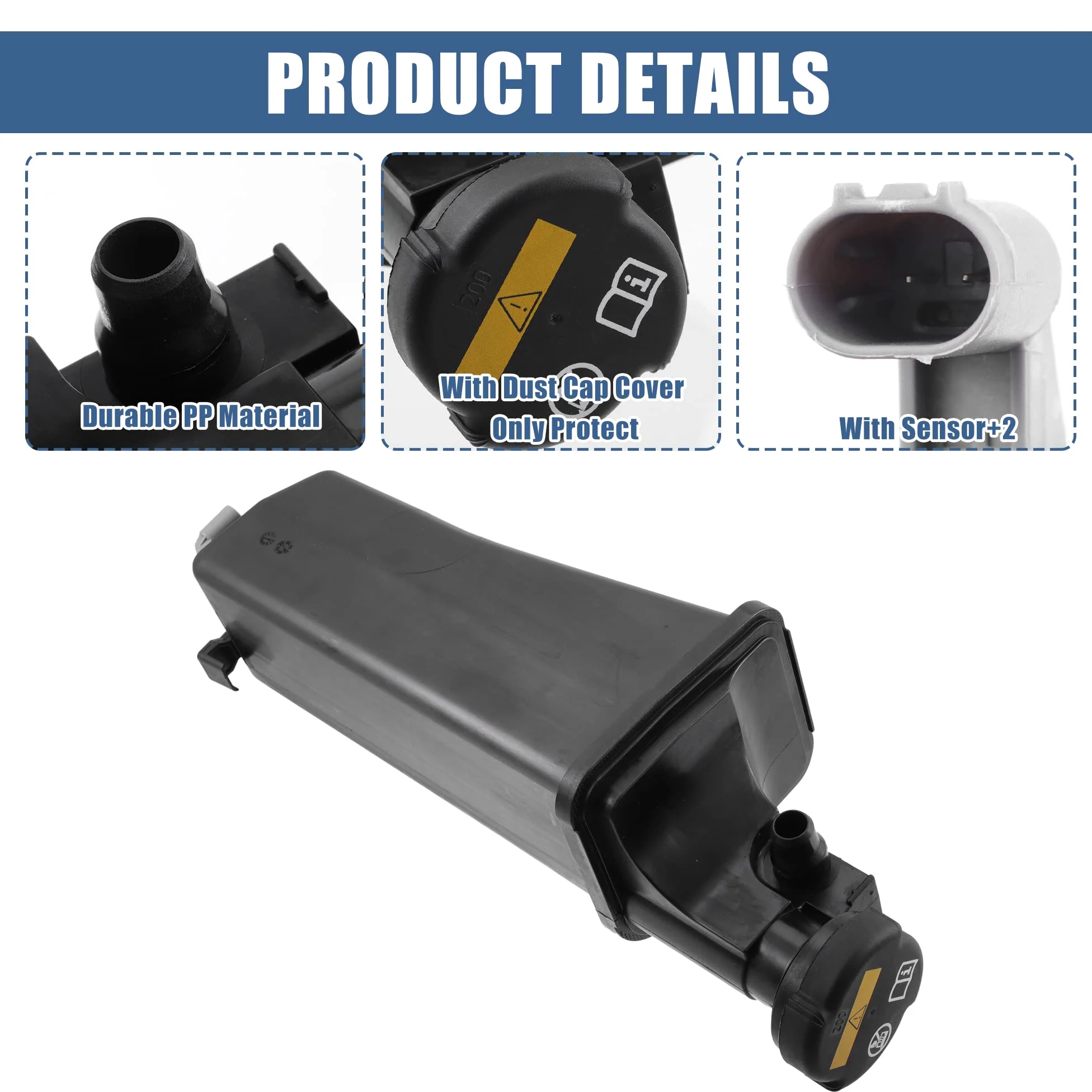 A ABSOPRO Depósito De Refrigerante Para Bmw E46 Serie 3 98-99 1Pc | Negro, Pp, 28.5X12.5X10.5Cm, Oe 17137787040, Para Bmw X5 E53 01-06, Sensor Incluido, Delantera