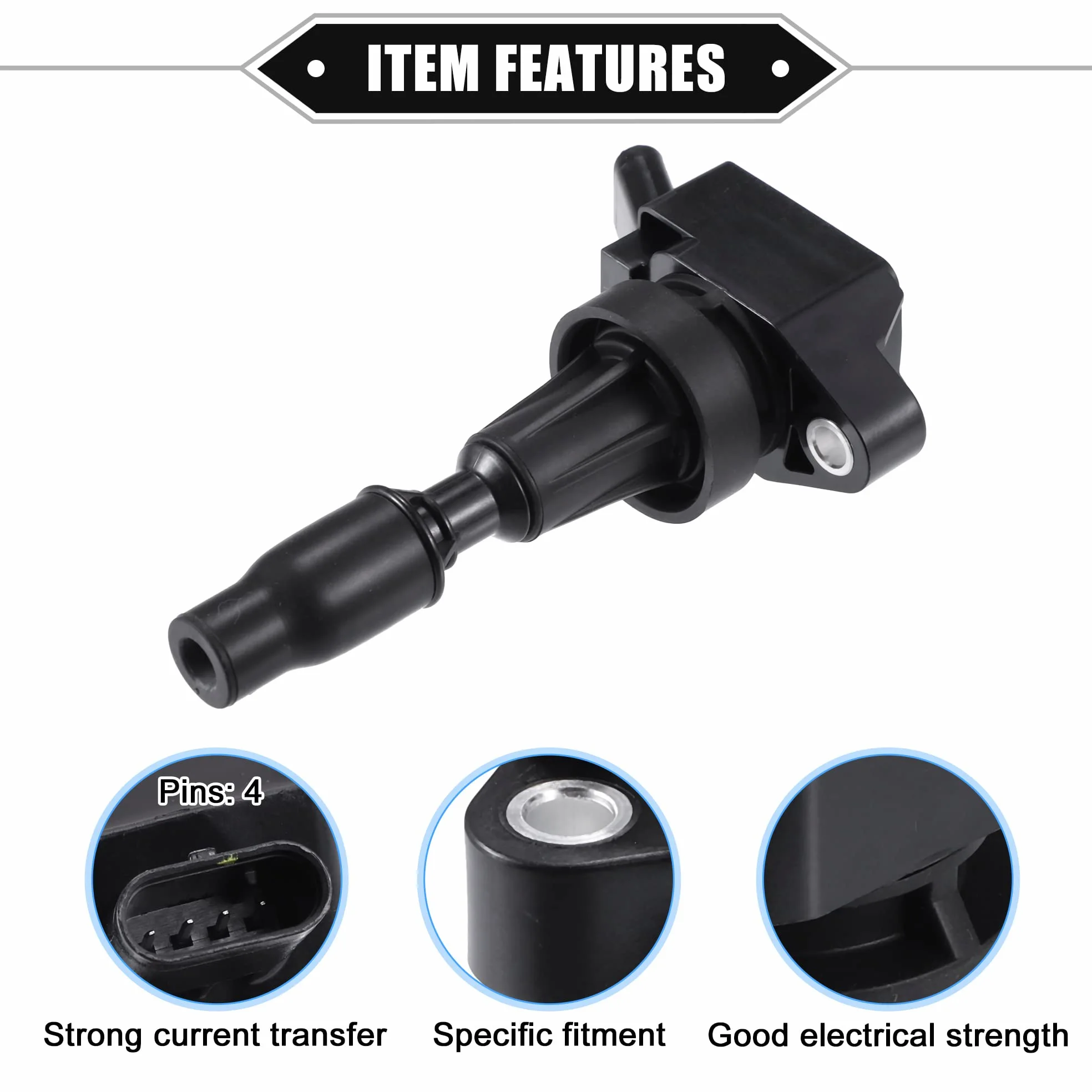 QUARKZMAN 4 Uds Bobinas Encendido Compatibles para Hyundai Elantra L4 1.6L, Negro