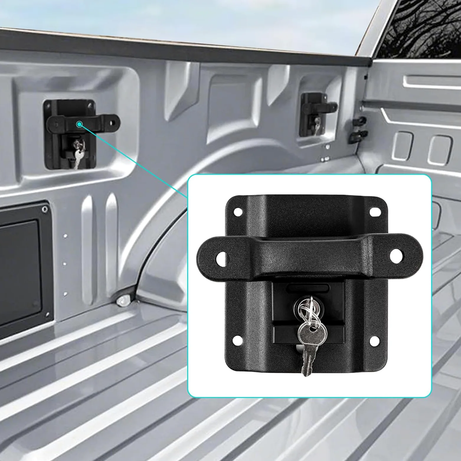 Amarres de acero con cerradura para camiones F350 2015-2025, 4 anclajes y soportes, kits de fácil instalación, anclajes de amarre de carga