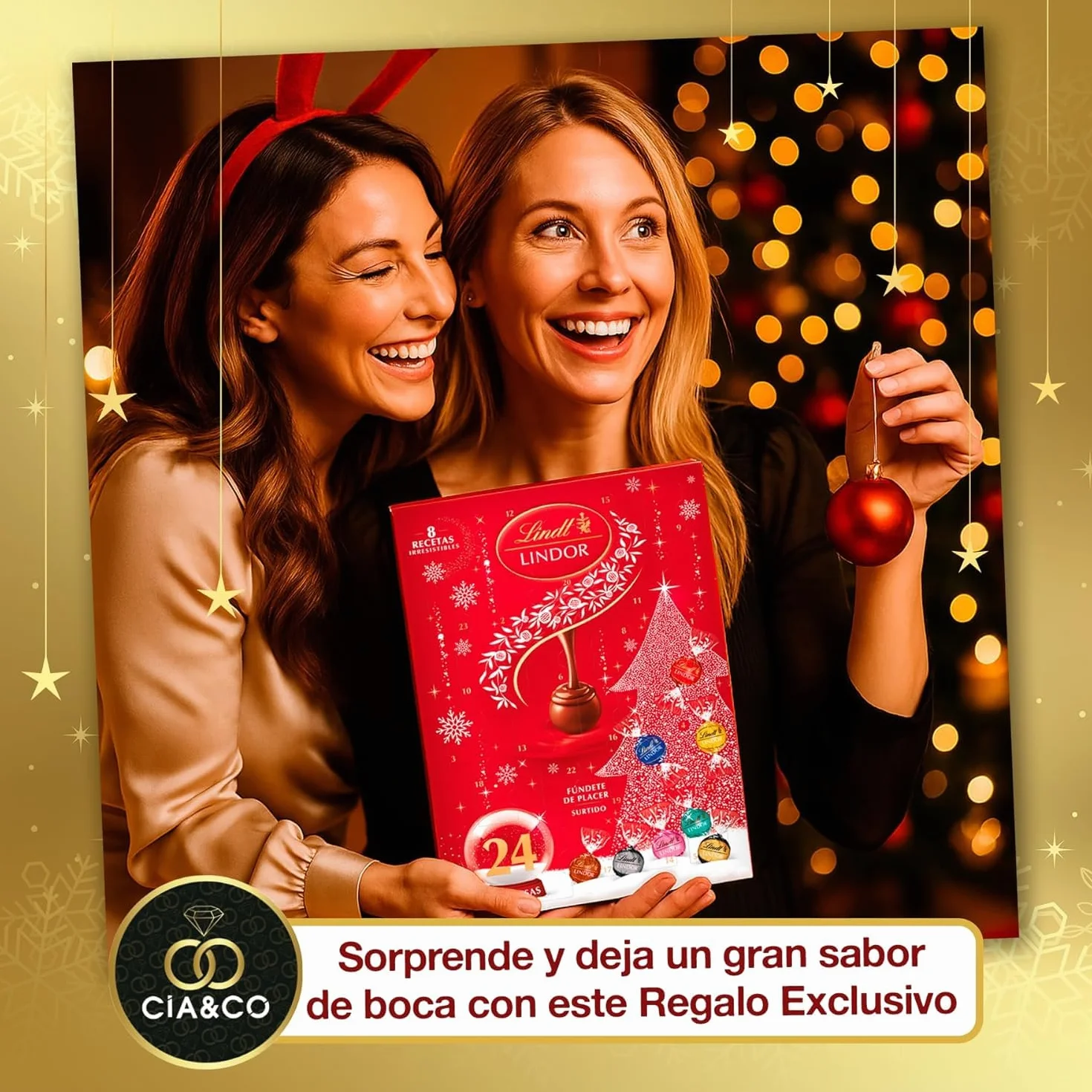 Lindt LINDOR Calendario de Adviento 2025 300 g 24 Bombones Chocolate Suizo Tarjeta Personalizable