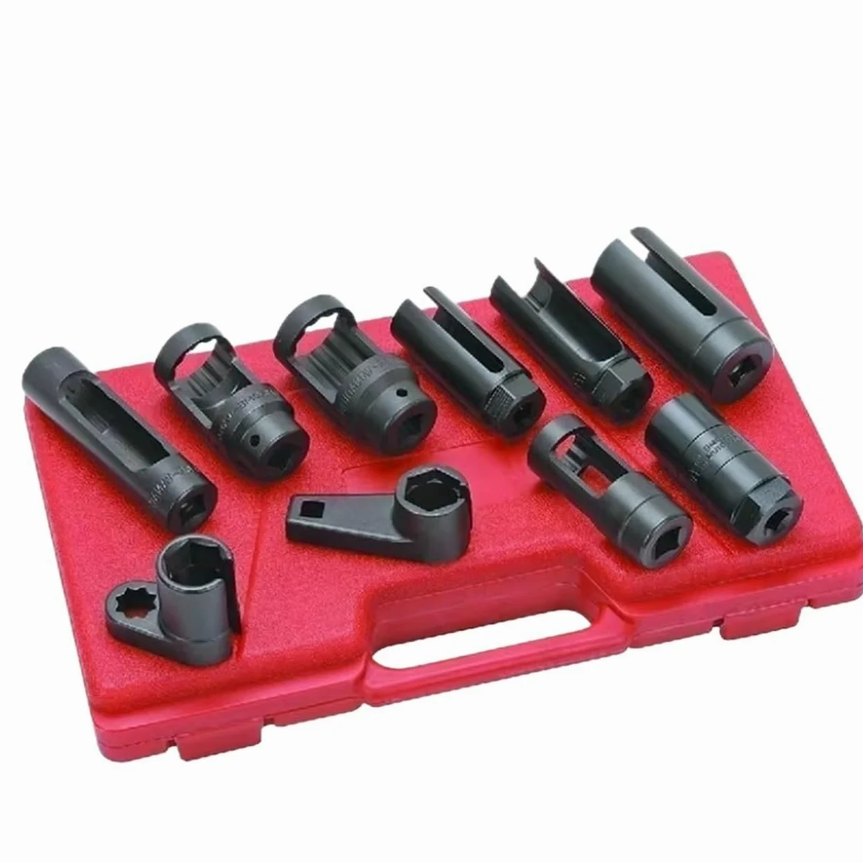 Juego de 10 Piezas de Llaves de Vaso para Sensor de oxígeno de 1/2" y 3/8", Herramientas de desmontaje e instalación de Sensor de vacío desplazado, Sensor de oxígeno O2 Lambda