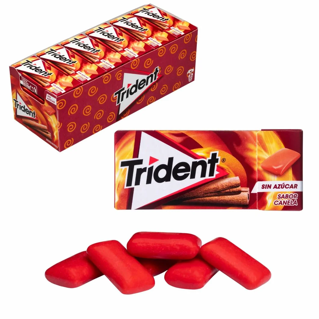 iChuches Trident Chicle Sin Azúcar Sabor Canela Pack 24 Unidades Larga Duración Sin Calorías