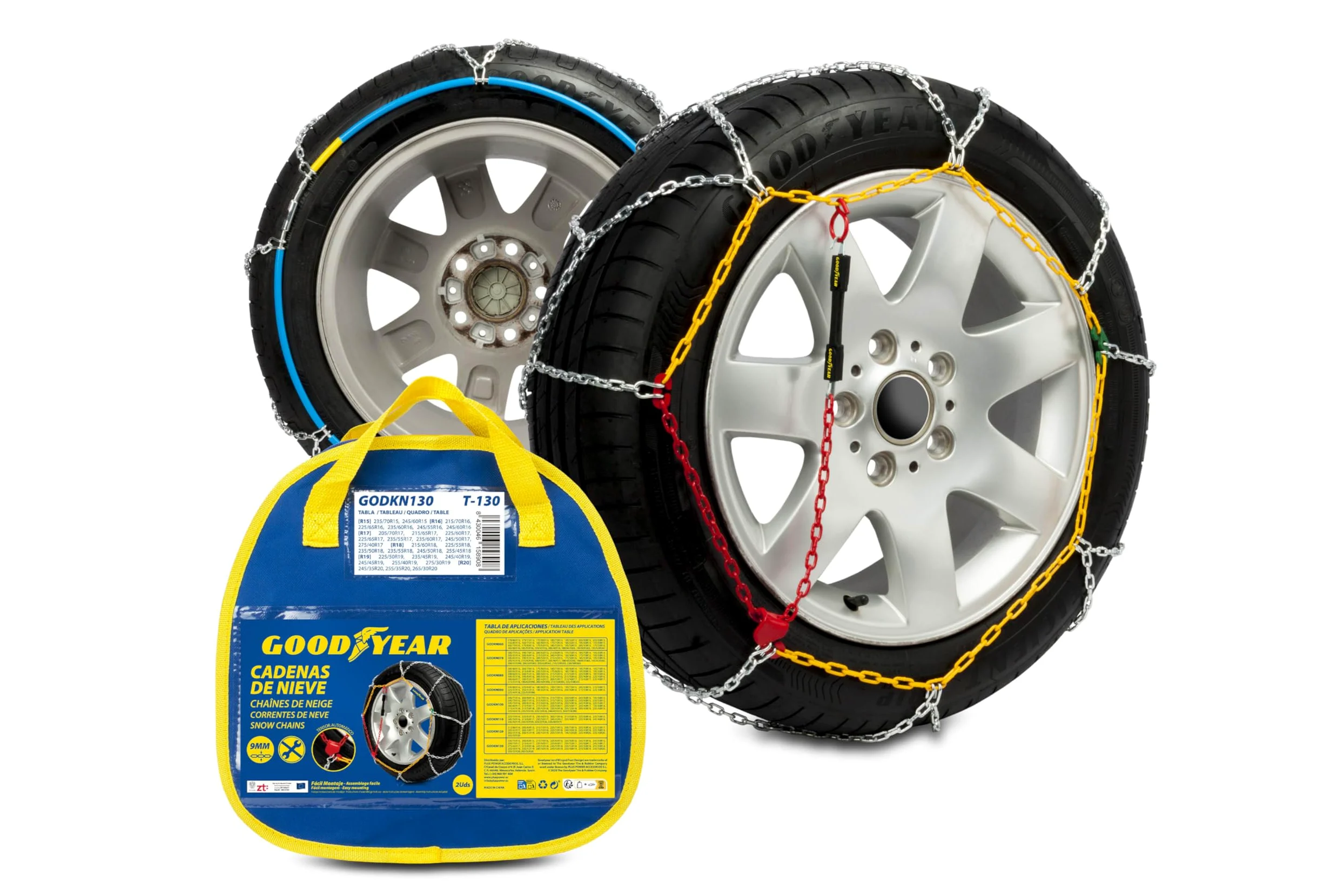 Goodyear Cadenas de Nieve Metálicas 9 mm 130 Tensor Automático