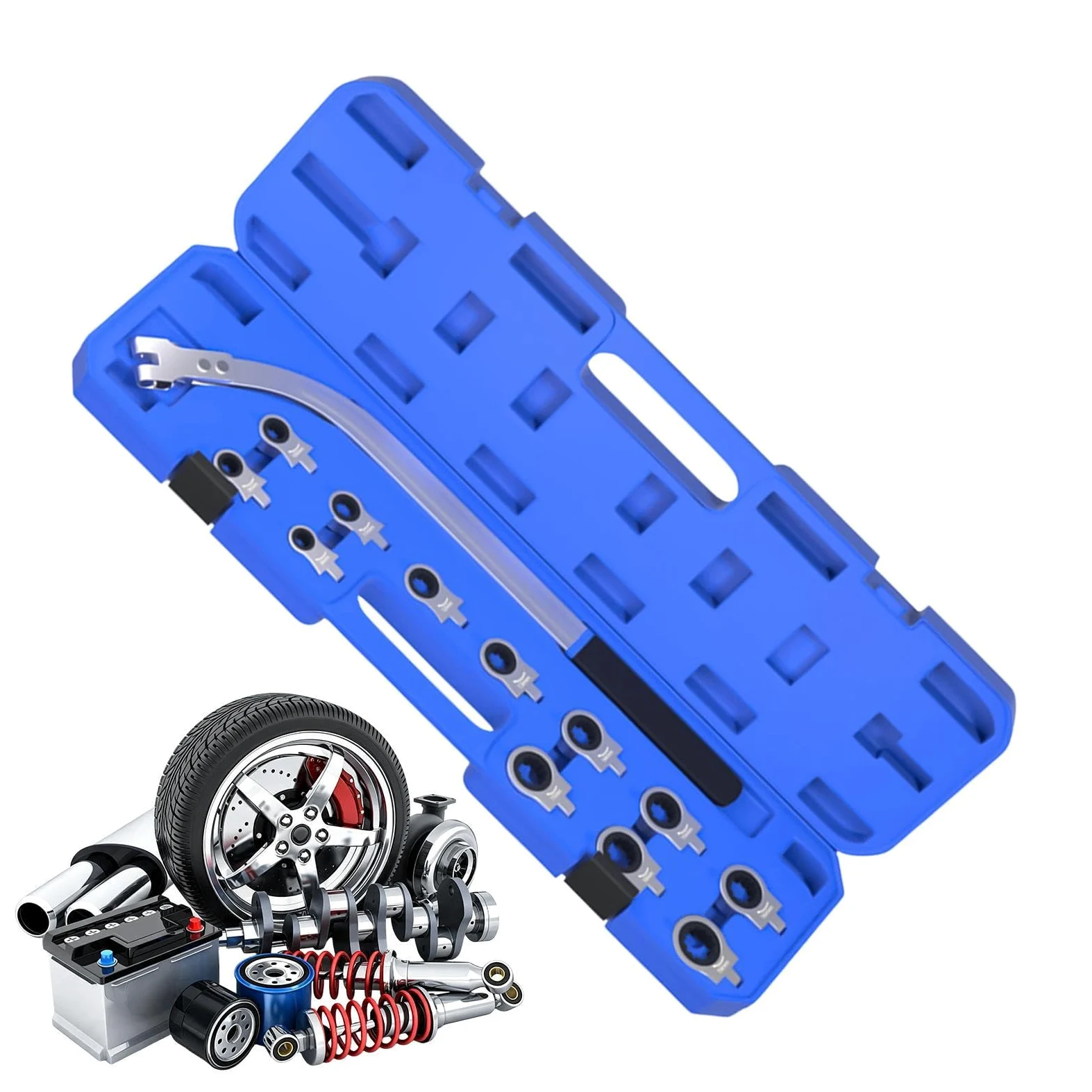 Herramienta para Polea Tensora Kit de Llave Ajuste Auxiliar Polea Loca | Juego Extracción Rodillo Loco para Sedán Camión Motor Hogar Taller Garaje Carretera Industria