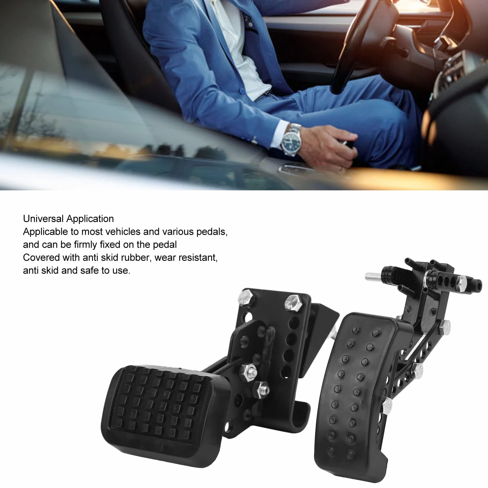 Extensores de Pedal de Gas y Freno para Conductores Cortos, Extensores de Pedal Automático para Gas y Freno de Coche, Longitud y Altura Ajustables, Universal para Coches, Karts