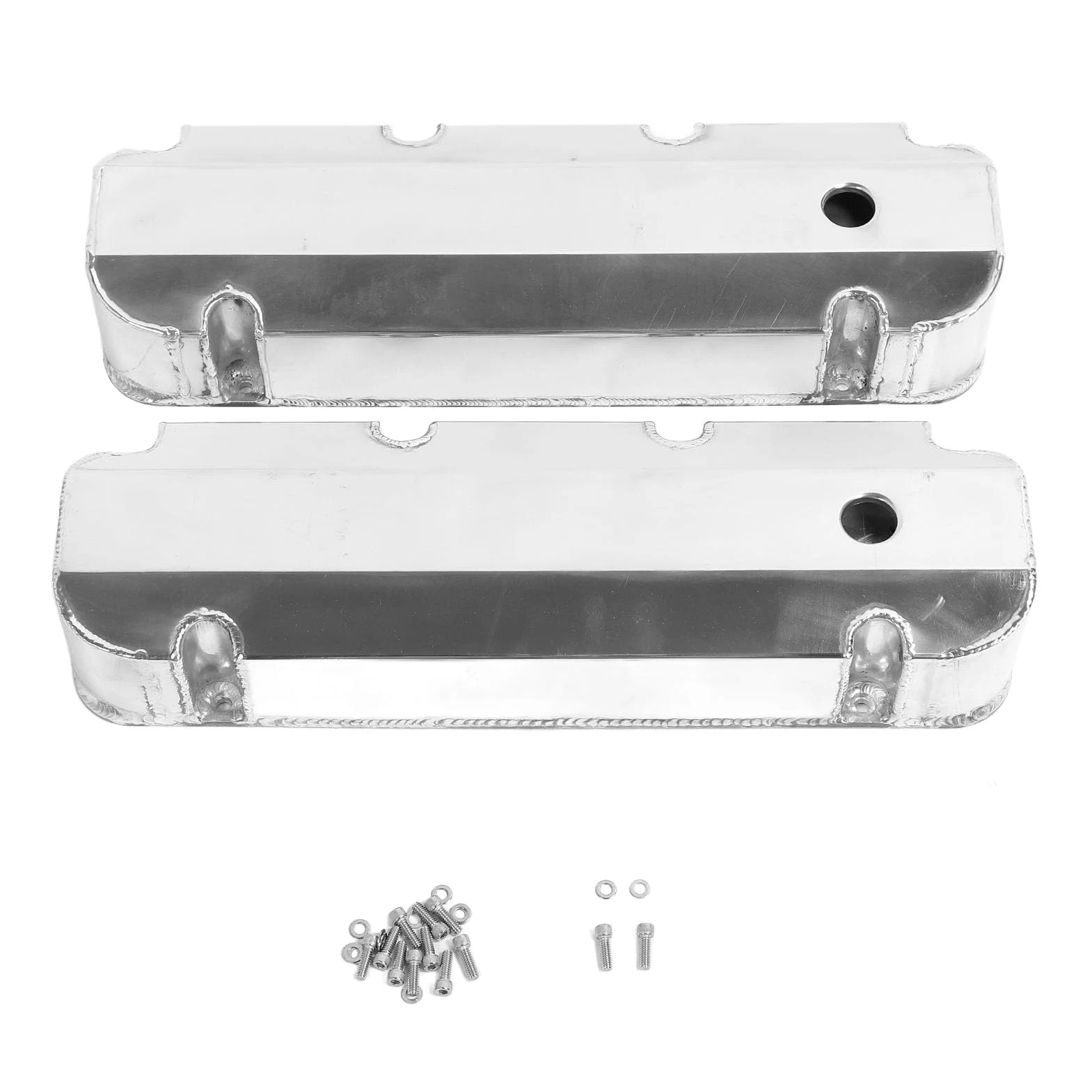 Dioche Tapas de Válvulas de Aleación de Aluminio Fabricadas en Plata Pulida E41363P para Motores V8 429-460 de 1968 en Adelante - Diseño Alto con Orificio de Ventilación de ID de -/4 pulg.