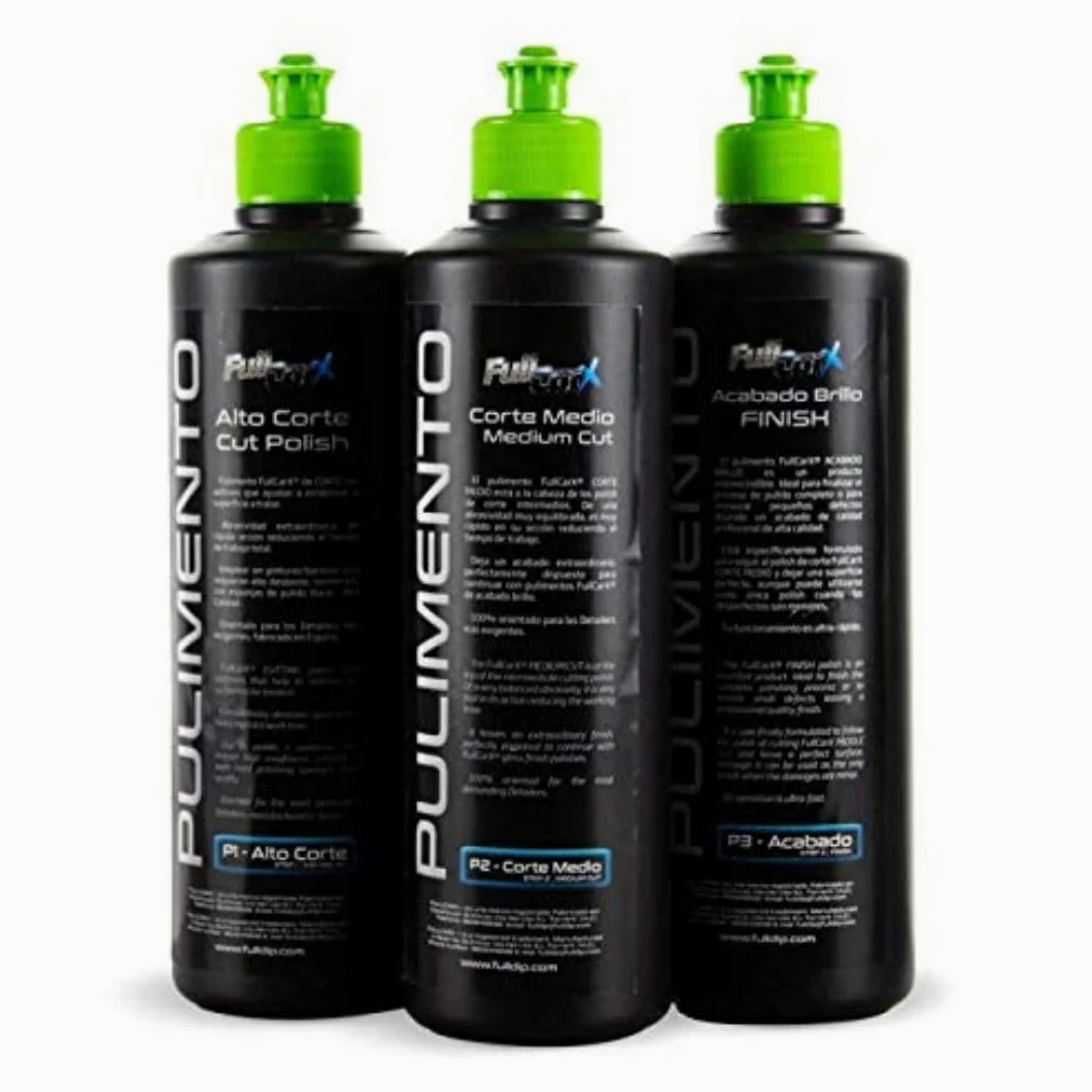 AutoFullCar - Kit Pulido Coche - Pack x3 Pulimentos FullCarX - Alto Corte, Corte Medio-Rápido y Acabado Brillo - 500 ml. Unidad