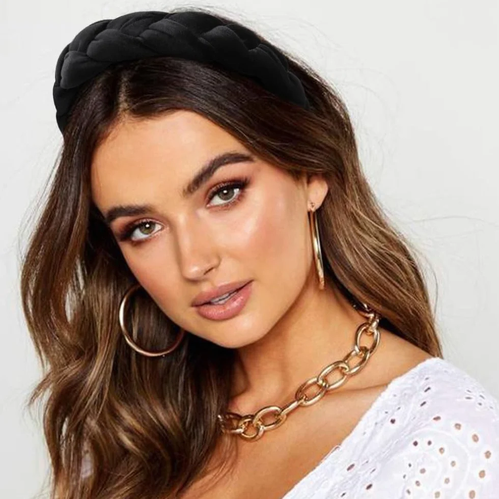 DRESHOW Diademas Trenzadas para Mujer Aro de Terciopelo Elástico Criss Cross Hair Bands