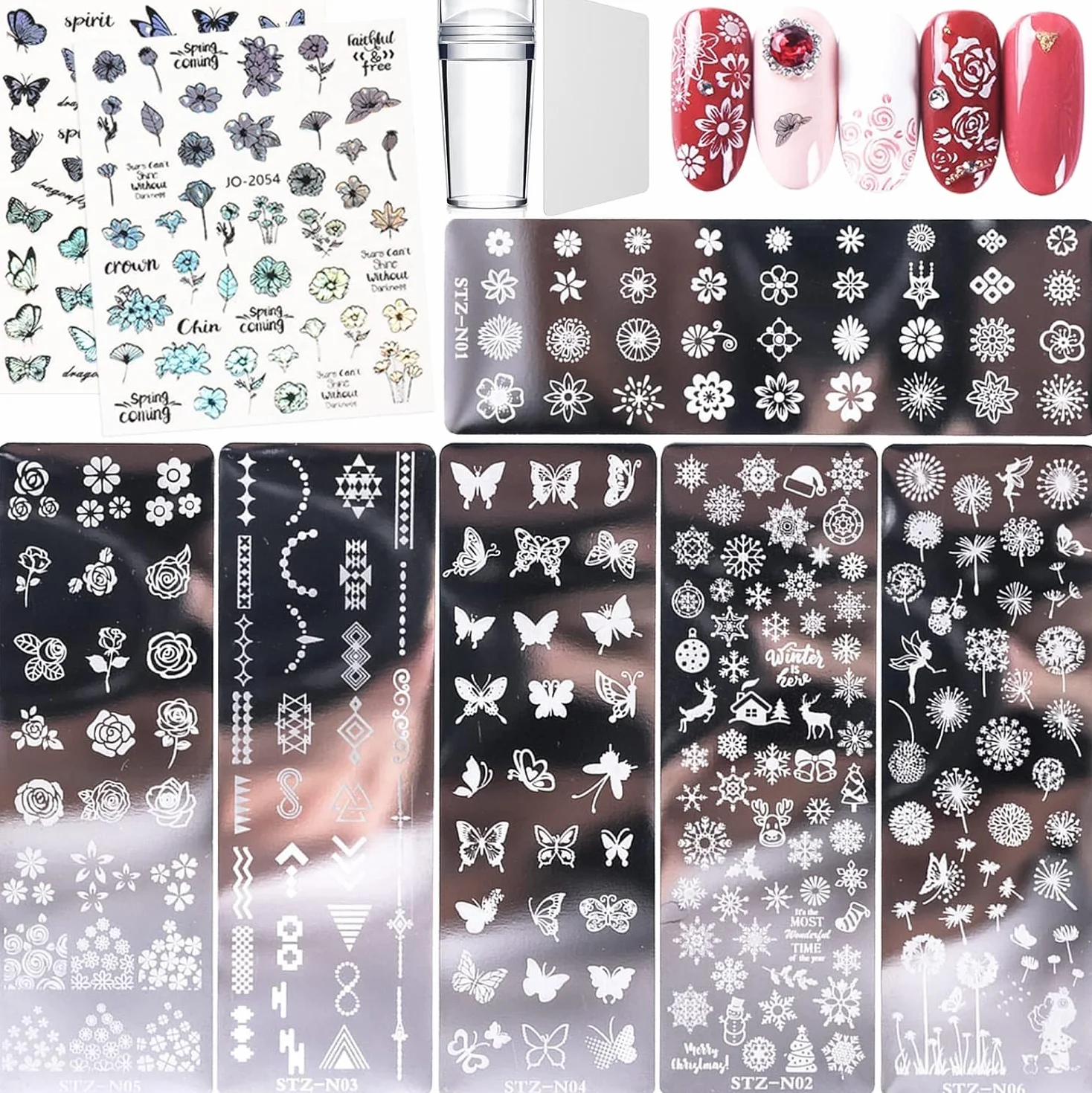 Kit de Estampado de Uñas 8 Pcs Placas Estampacion Stamping Uñas