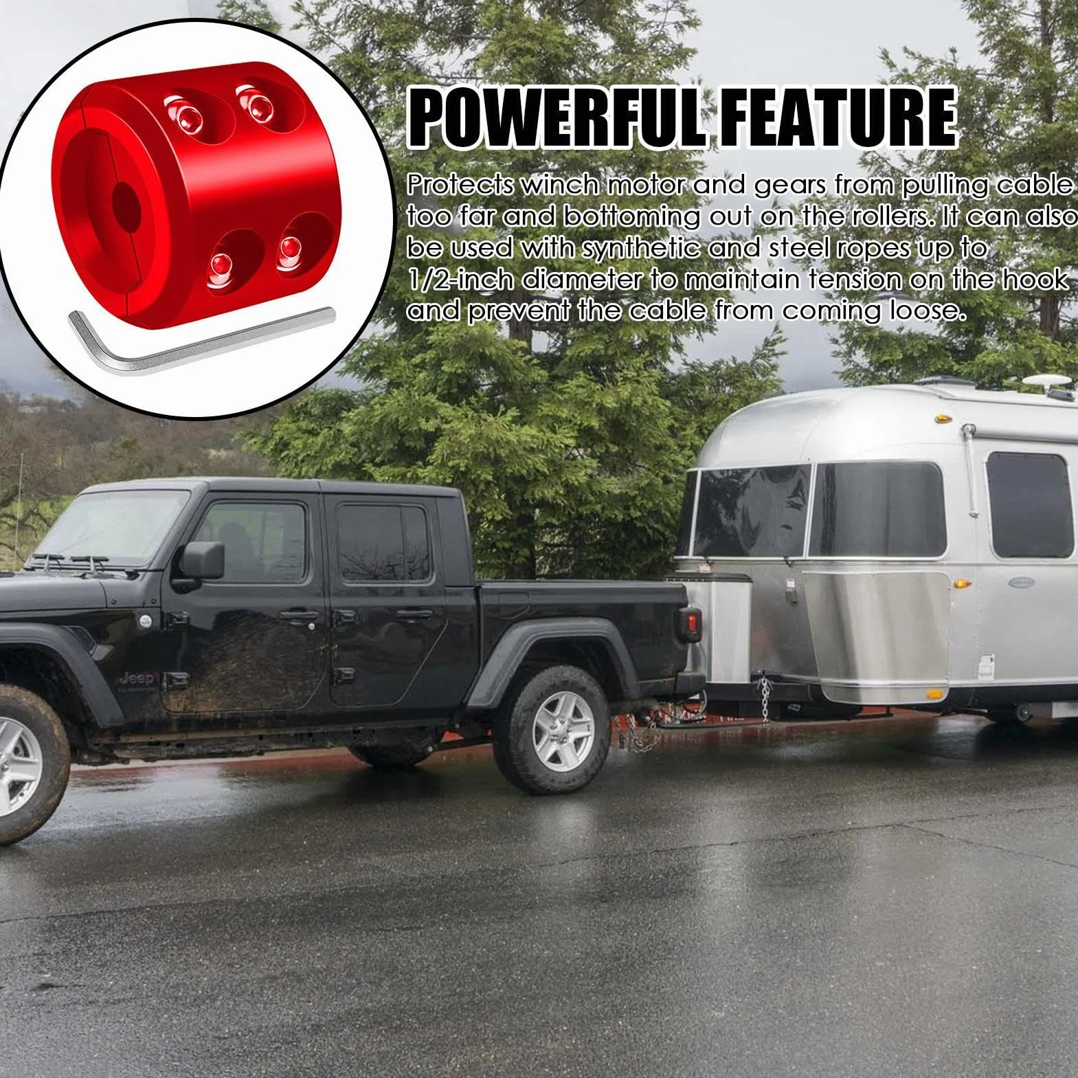 Tope de goma Winch Hook: tapón de cuerda de servicio pesado, protector de caucho duradero para cable sintético | Accesorio de modificación del automóvil para gancho de remolque todoterreno, seguri
