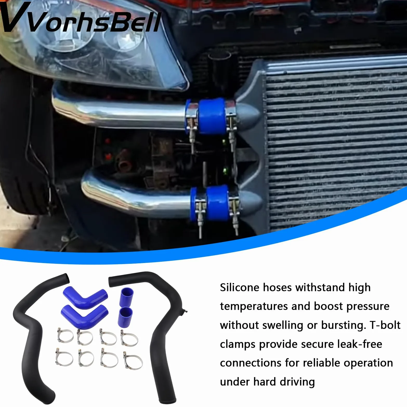 Kit de tubos intercooler de 57 mm compatible con Skoda Fabia MK1 6Y 1.9TDI VRS PD130 2002-2009, tubos duros de aleación de montaje frontal, mangueras de silicona, abrazaderas de perno en T