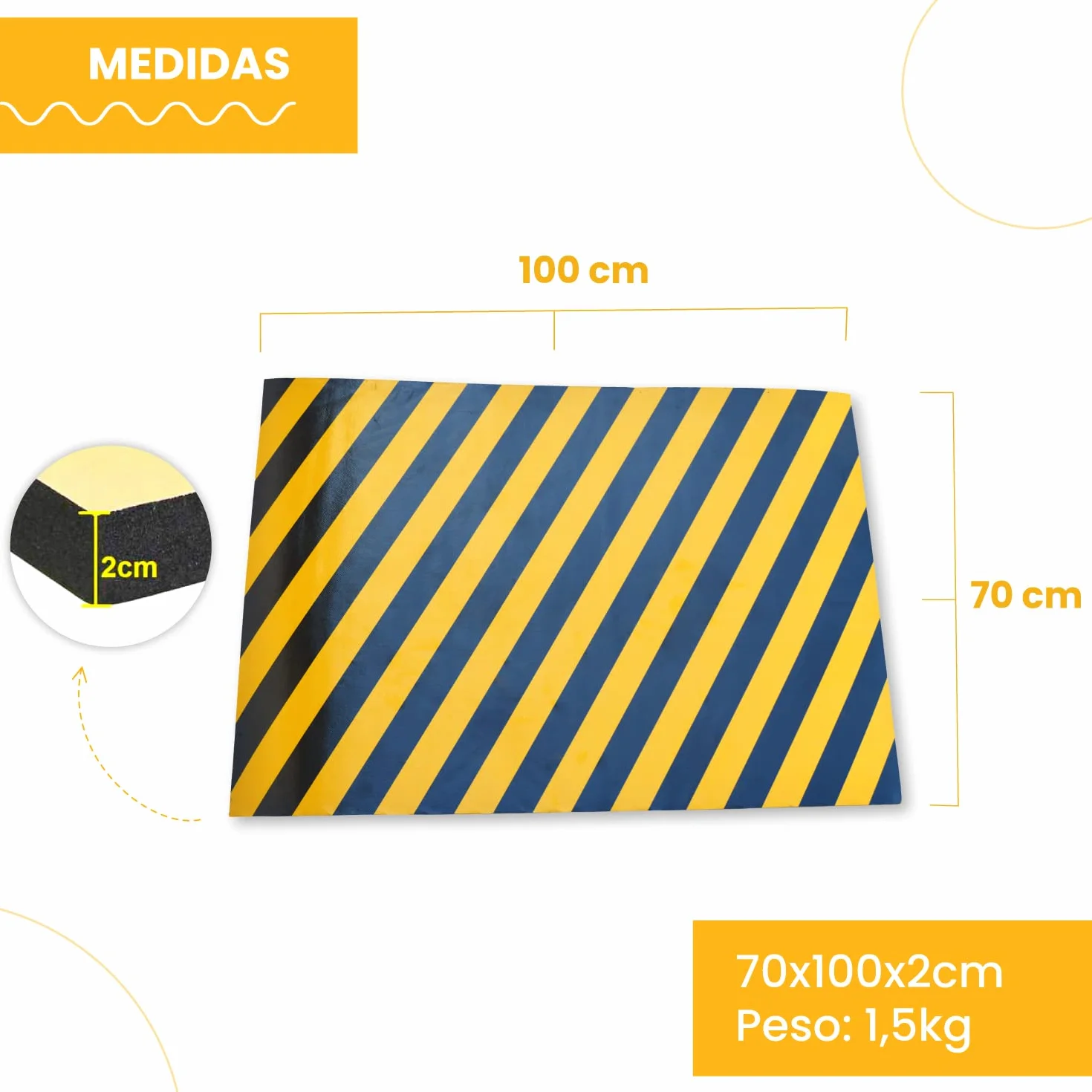 PARKING FACIL | Protector de Columnas de Garaje | Color Amarillo y Negro | Longitud 100 cm| Altura 70 cm | Espesor: 2 cm | Protección para Parking | Fácil Instalación con Autoadhesivo