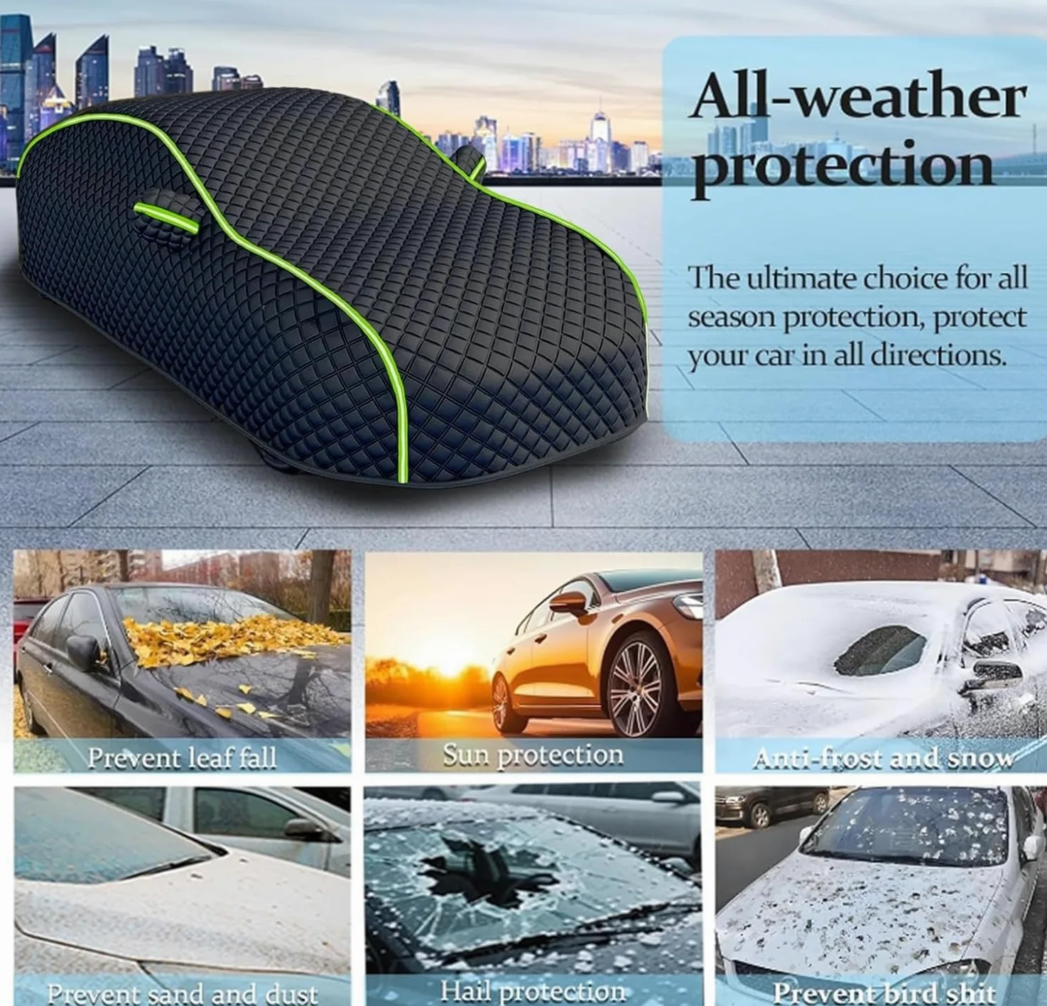 Funda Coche Antigranizo para Jeep Compass | Bloqueo UV Transpirable Funda Coche Anti-Granizo Oxford con Cuerdas Antiviento, Antiarayazos Anti-Polvo Nieve Impermeable