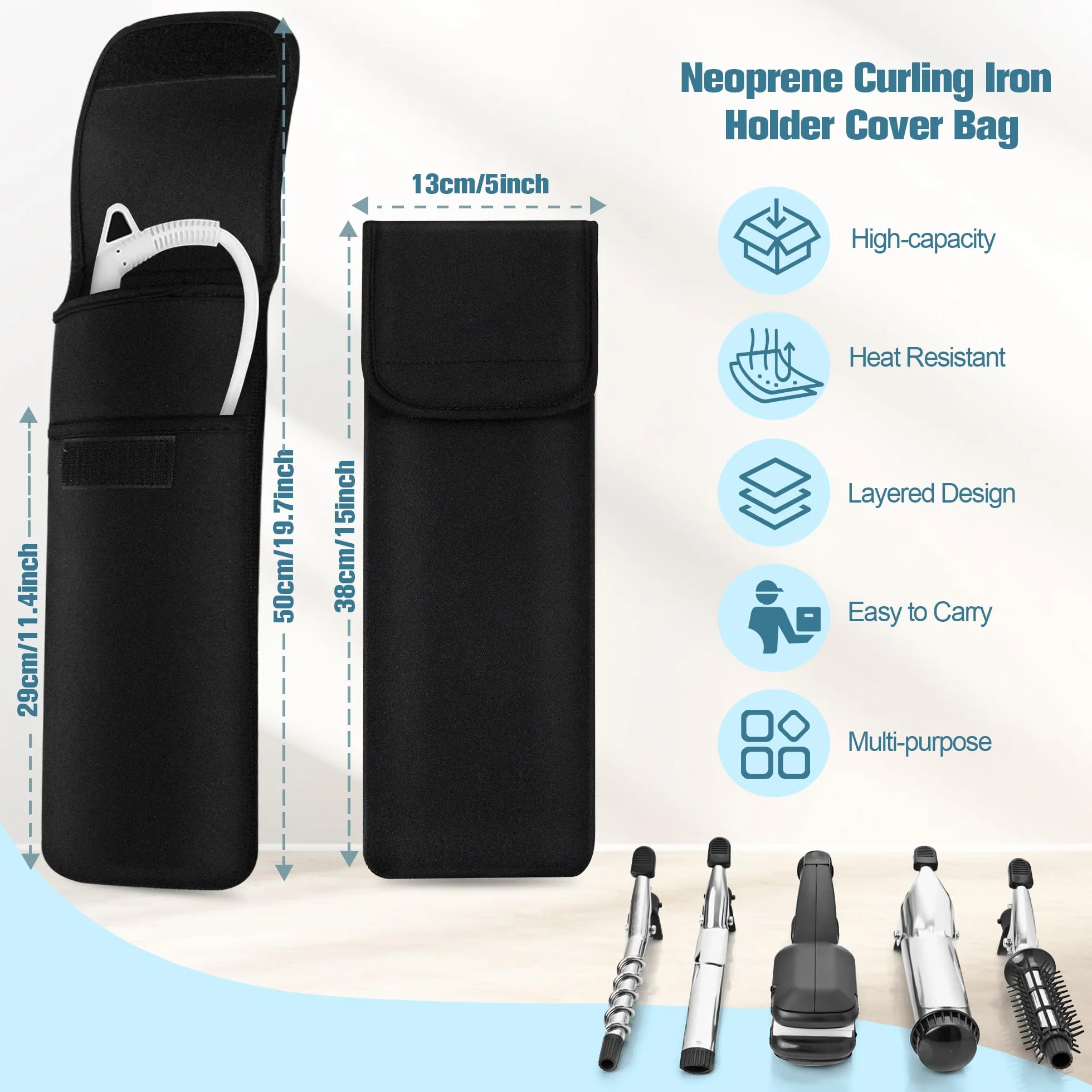 BASELIFE Funda de neopreno impermeable para plancha de pelo