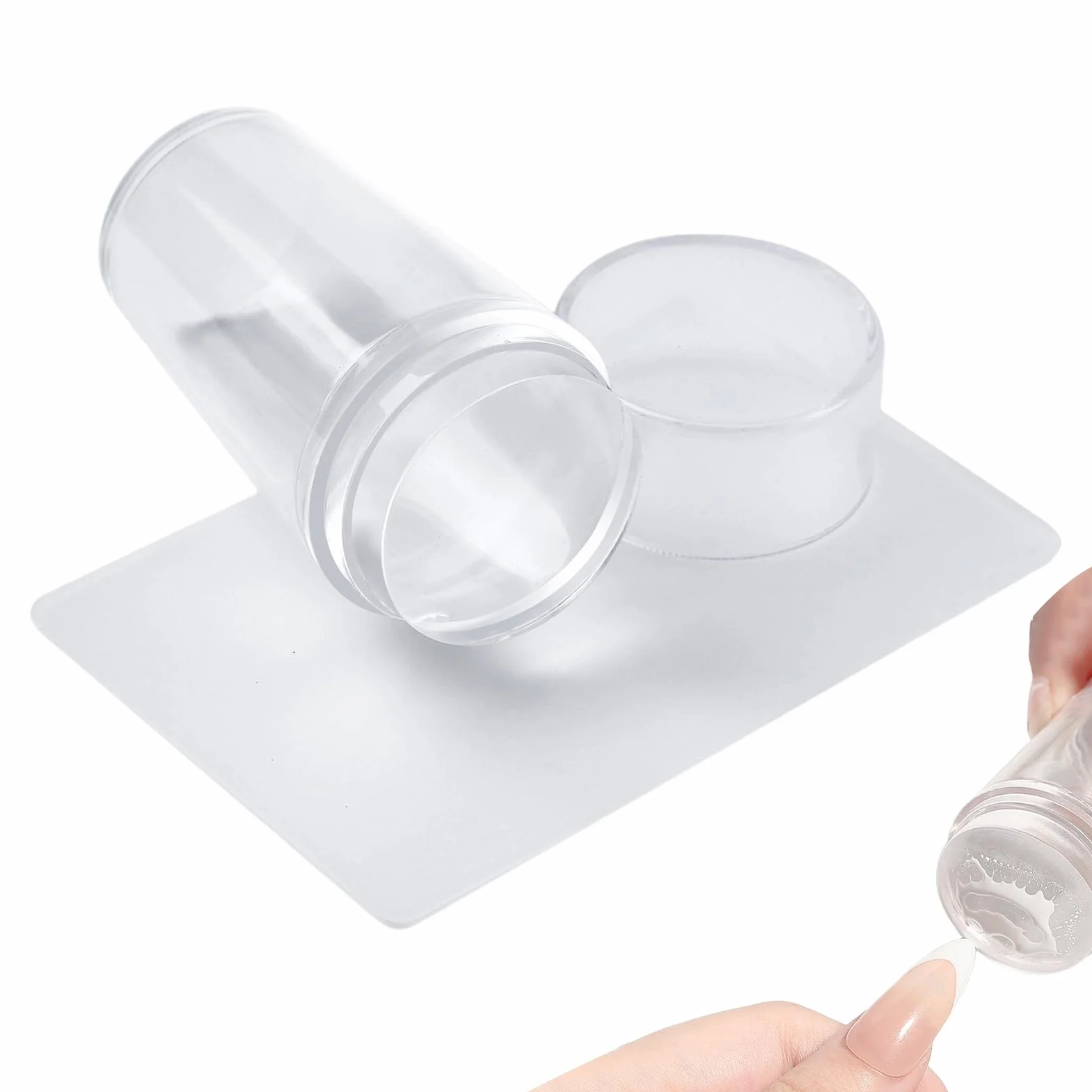 Sellos de Silicona Transparente para Uñas Francesa, Herramientas de Estampado de Manicura en Relieve