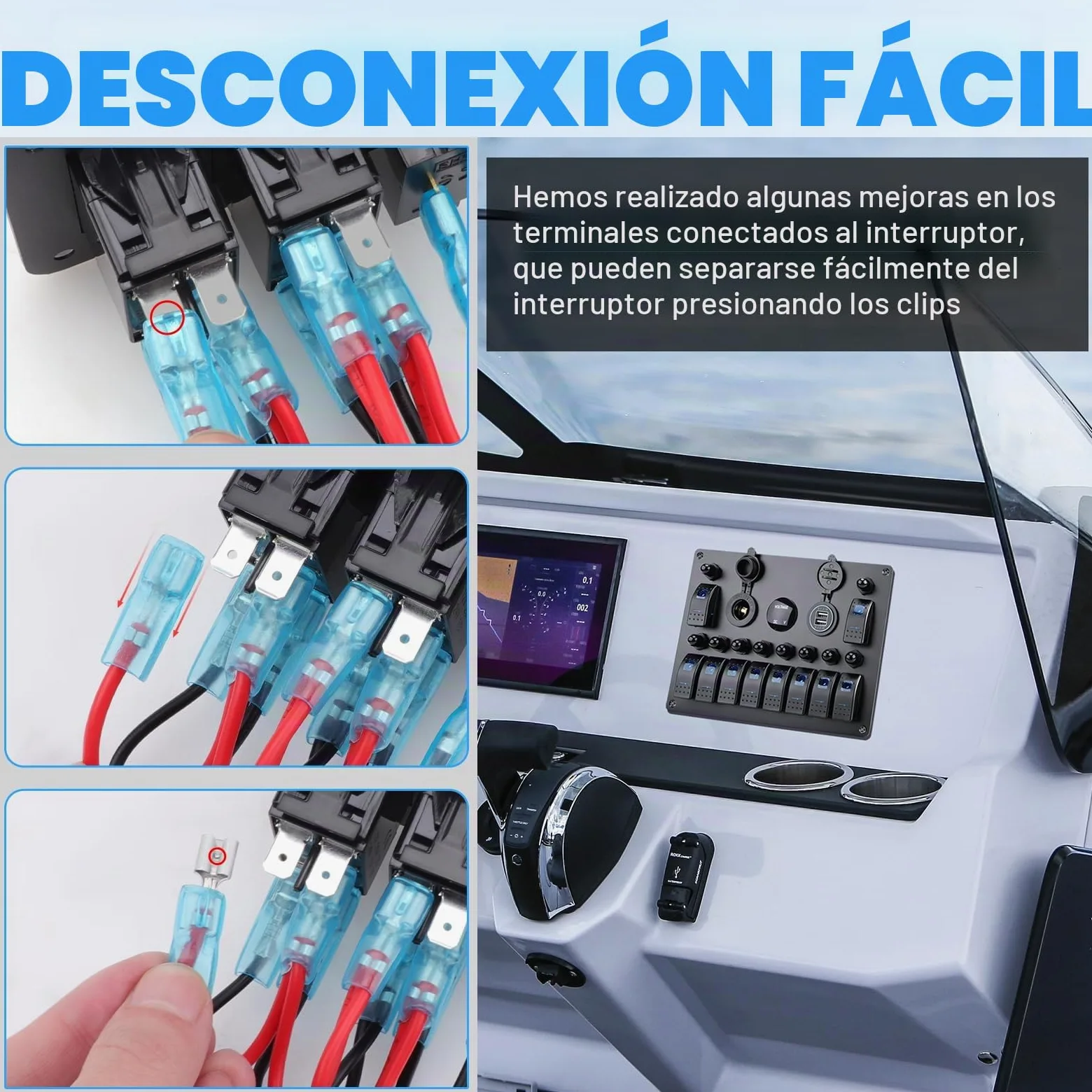 Geloo Panel de Interruptores 10Gang Impermeable Interruptor de Palanca 12V | con Interruptor Basculante, Disyuntor, Voltímetro, Toma de Encendedor, Cargador USB Doble para Barco Camper Coches Caravana