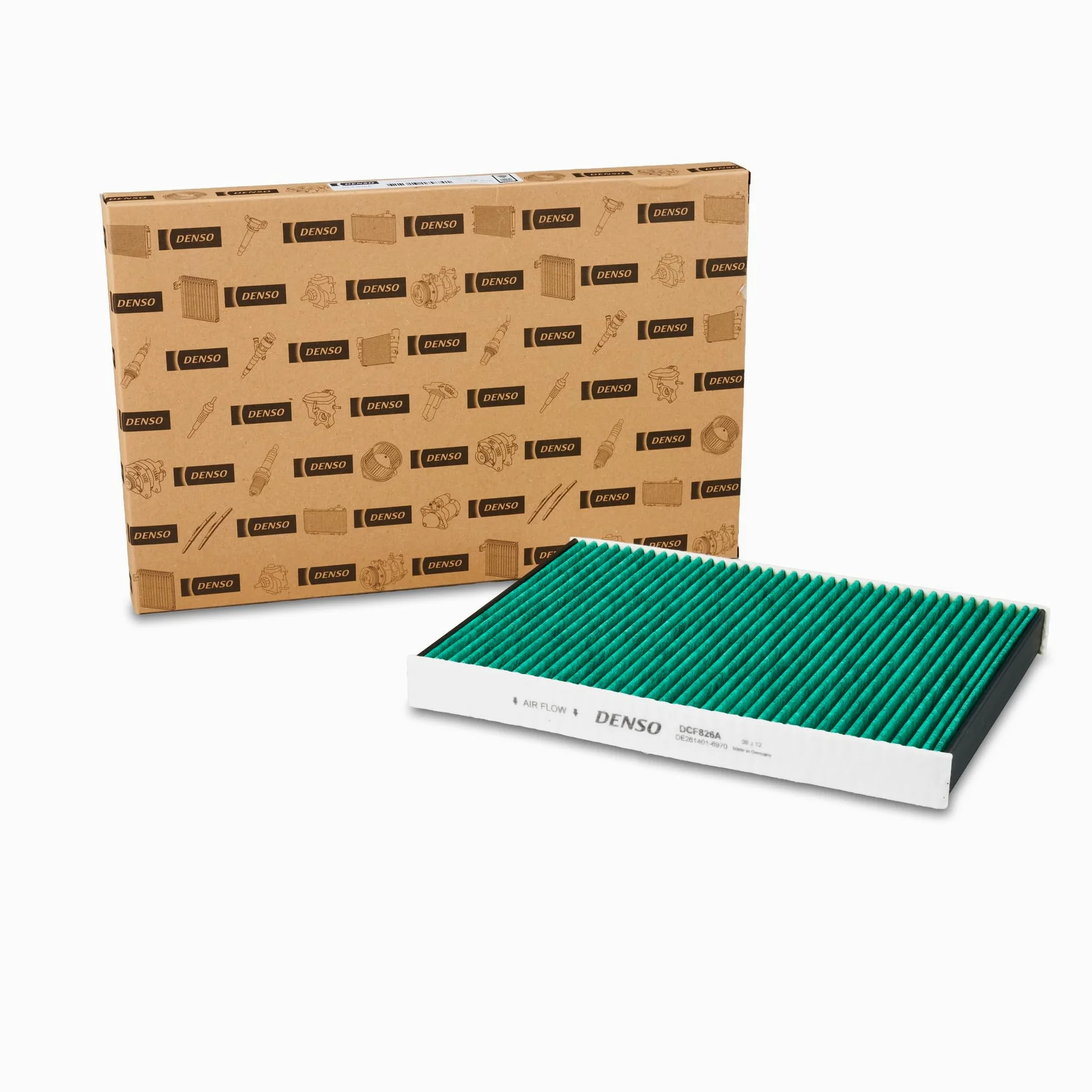 Filtro de habitáculo DENSO ClearAir+ (Referencia DCF826A) Filtración de 5 capas con protección antibacteriana, elimina hasta el 99% de bacterias y virus