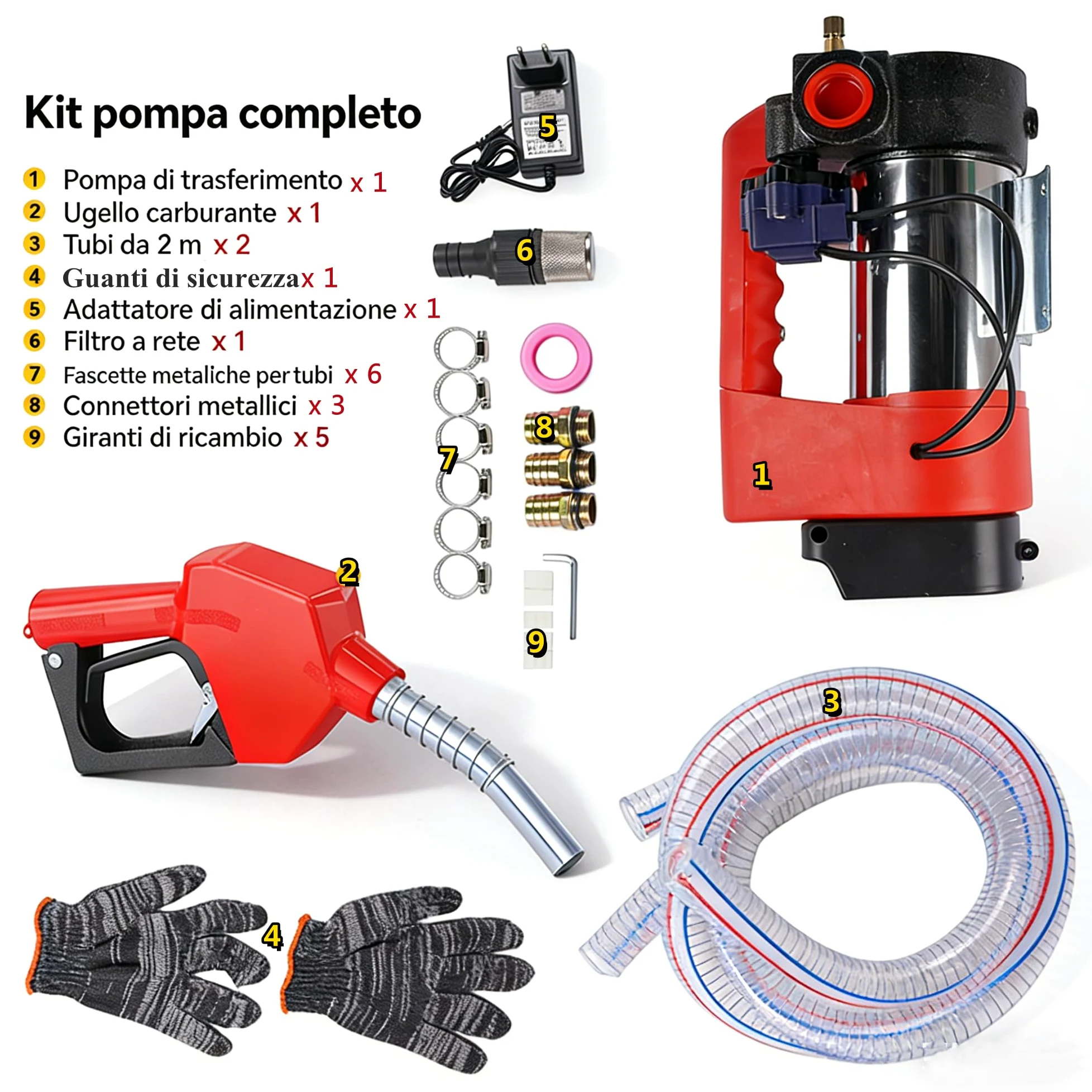 Bomba de Trasvase Diesel a Batería 21V Caudal 45 L/m, Eléctrica Bomba Portátil con Pistola, Filtro y 2 x 2m Mangueras para Diesel, Keroseno, sin batería Hopzty