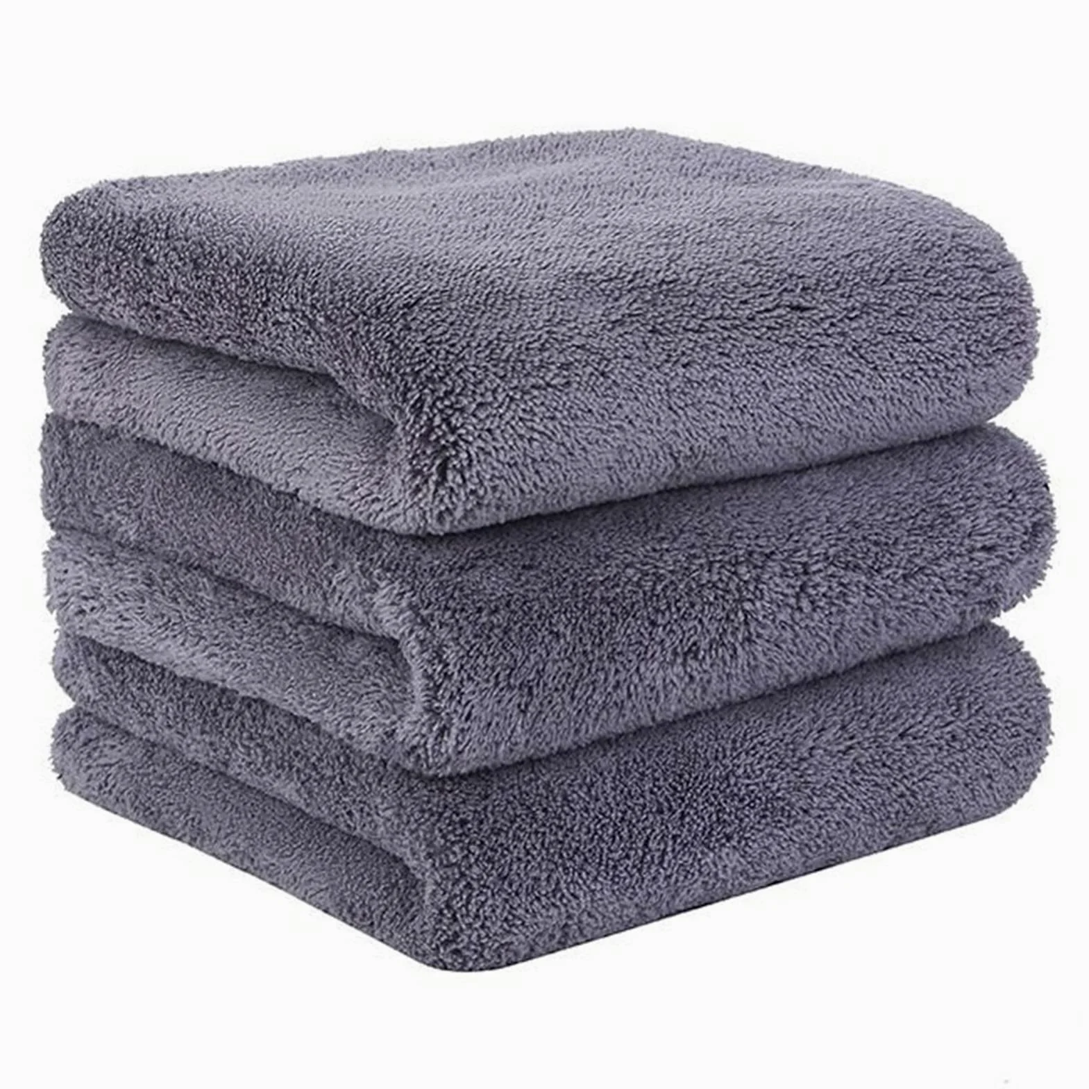3pcs/set Car Wash 1200G.SM Car Detailing Toalla de microfibra Limpieza de autos Secado Grueso Lavado de autos Trapo para el cuidado de la cocina del automóvil Paño (Color : Grey, Material : Coral Fl