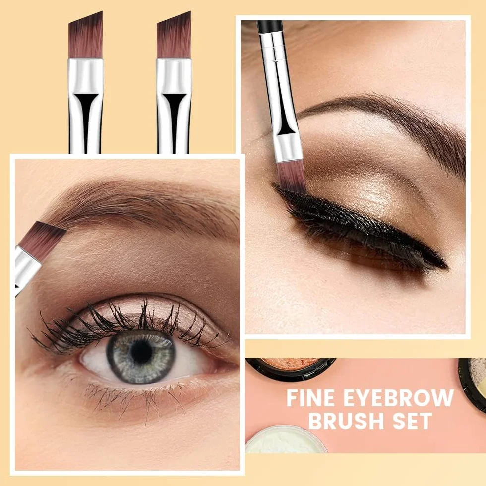 Juego de brochas para sombra de ojos, 8 PCS, brocha cosmética multifunción, brocha para delineador de ojos, brocha correctora, brochas para pestañas, brocha para polvo con ángulo biselado para cejas
