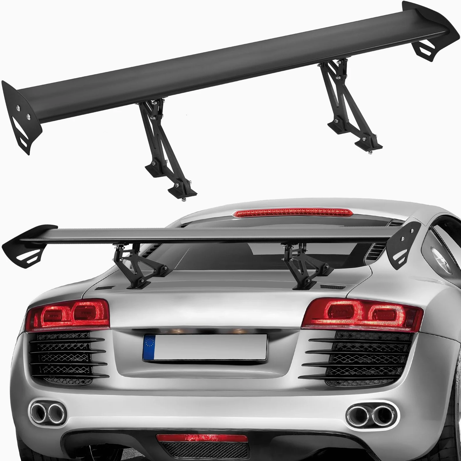 VEVOR GT Wing - Alerón universal de 43.3 pulgadas con cubierta única, aluminio ligero ajustable, alerón trasero para coches y carreras BGW/JDM Drift negro