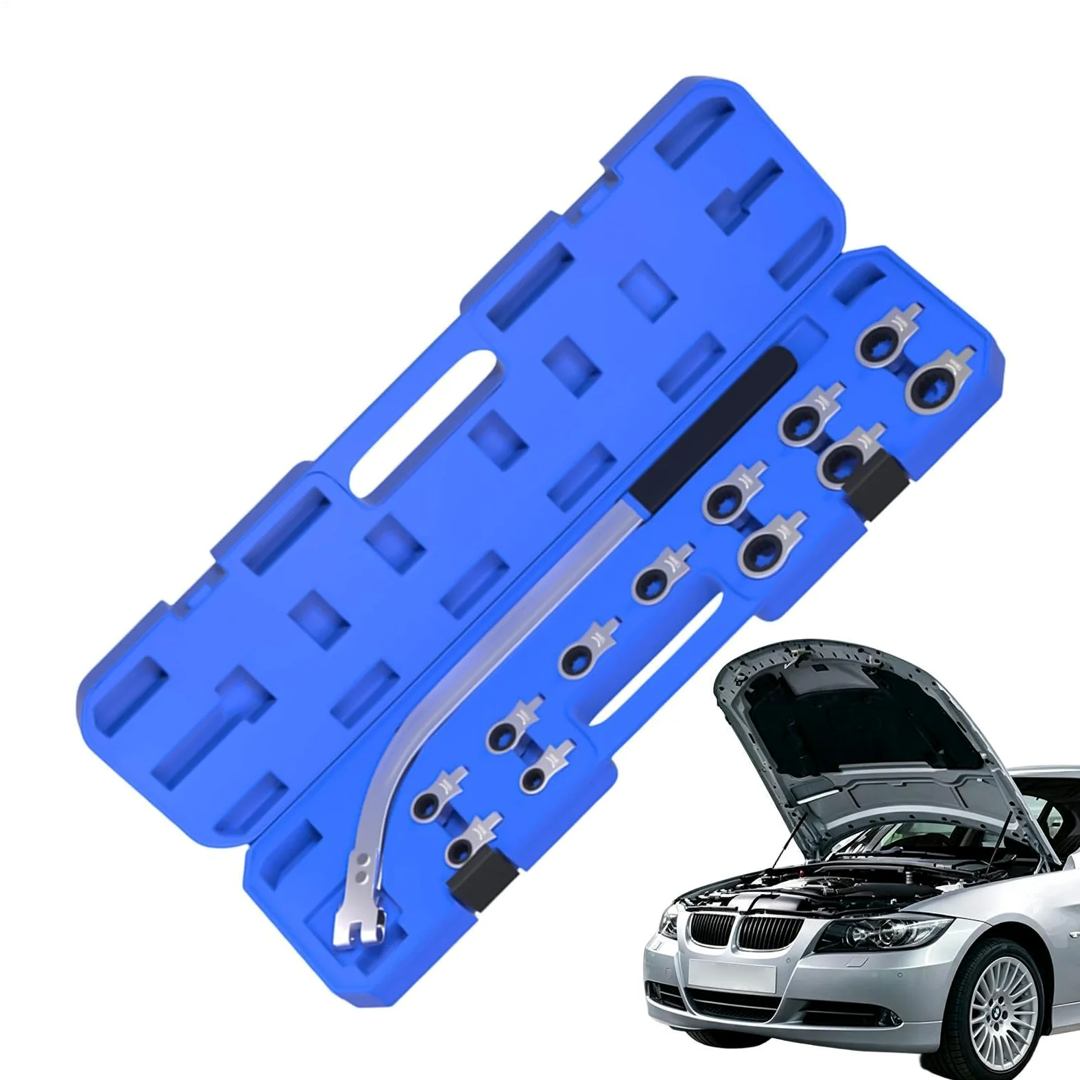 Juego De Herramientas Correa Serpentina Llave Ajuste Extracción Polea Loca | Juego Extracción Rodillo Loco Para Hogar Carretera Taller Garaje Industria Sedán Camión Motor Automotriz