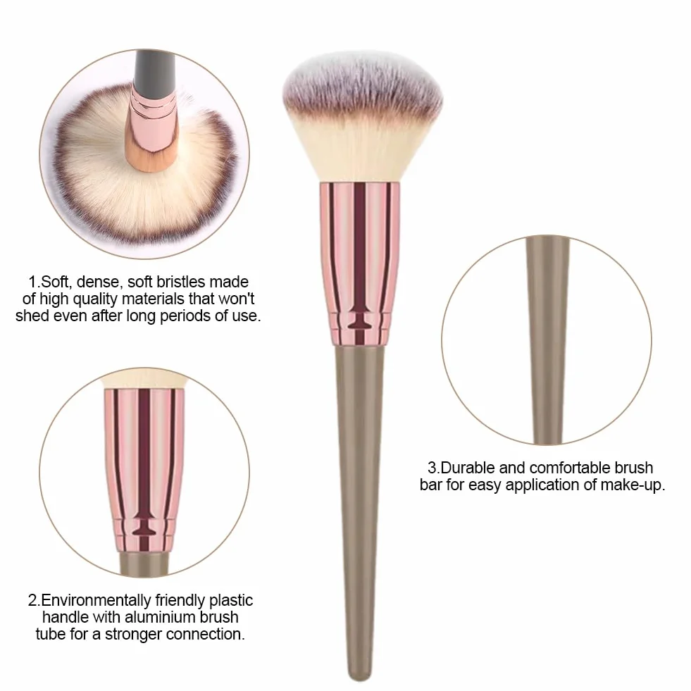 Vicloon Set de Brochas de Maquillaje 15 Piezas Profesional con Soplos de Polvo Marrón