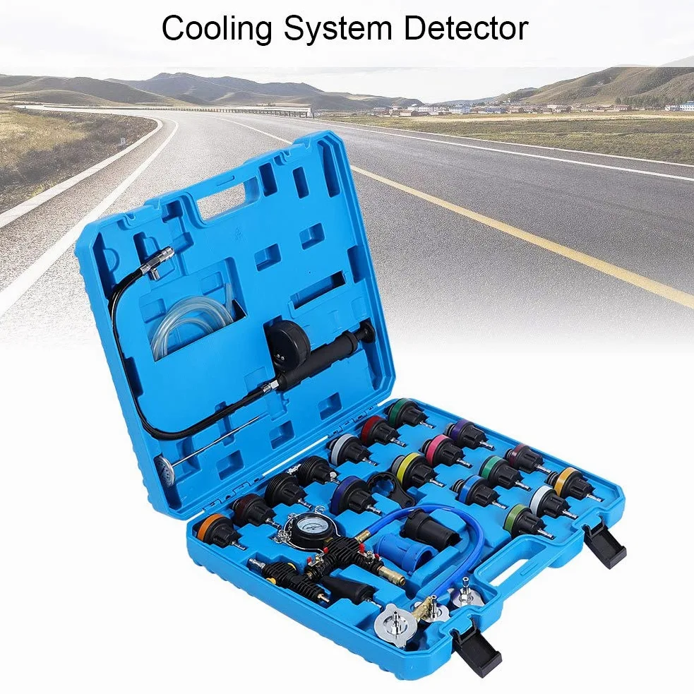 Probador del de enfriamiento de Torvex, kit de medidas de presión del radiador de 28pcs detector de fuga del tanque de agua del automóvil universal, juego de herramientas de