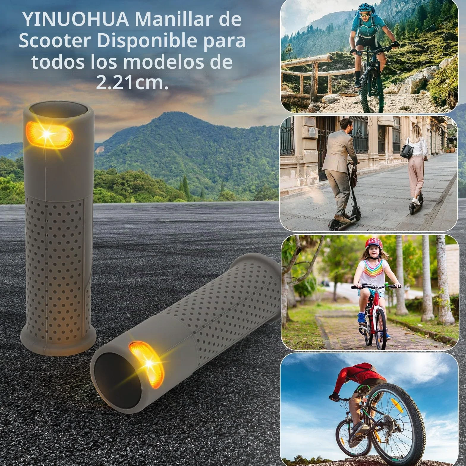 E Scooter Intermitente con Luz Manillar, Carga Inalámbrica en Empuñadura y Mando a Distancia para Xiaomi M365 Pro1 Pro2, Ninebot Max G30 G30D