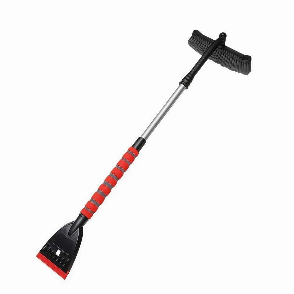 Rascador de nieve para coche con mango de aluminio extensible y cabeza desmontable, 100 cm, telescópica para quitar hielo, cepillo EVA ABS para limpiar las heladas