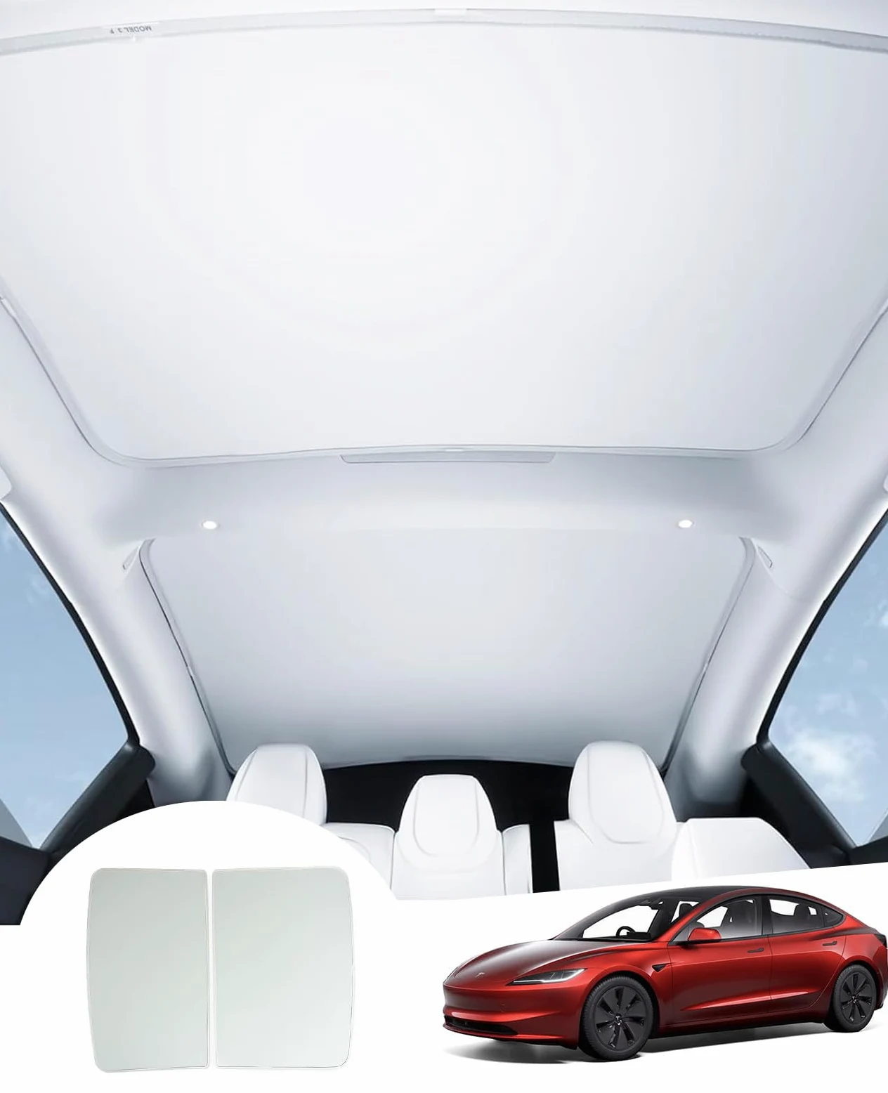 GAFAT Protector Solar Techo Cristal Tesla Model 3 Highland 2024-2026, Parasol Interior Aislamiento UV