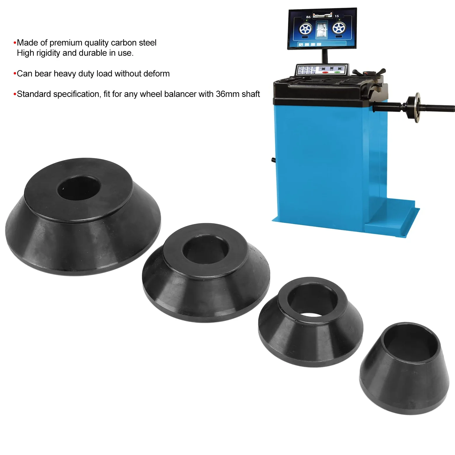 Juego de Conos Cónicos Equilibradores de Ruedas de 4 Uds., Herramienta de Reparación de Neumáticos de Diámetro de Eje de Acero Al Carbono de 36mm para Camión SUV para Eje de 36mm, para Camiones SUV