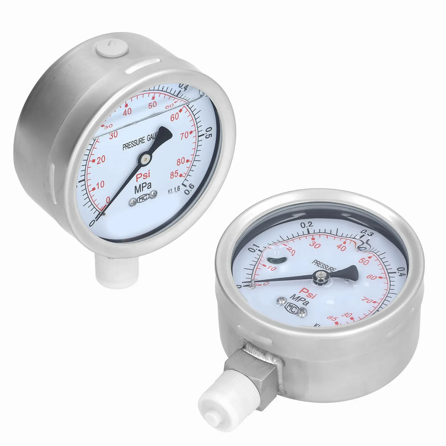 KUIDAMOS Manómetro Y‑100BF Lleno de Aceite Resistente a Golpes para Tuberías Industriales Acero Inoxidable 100 Mm