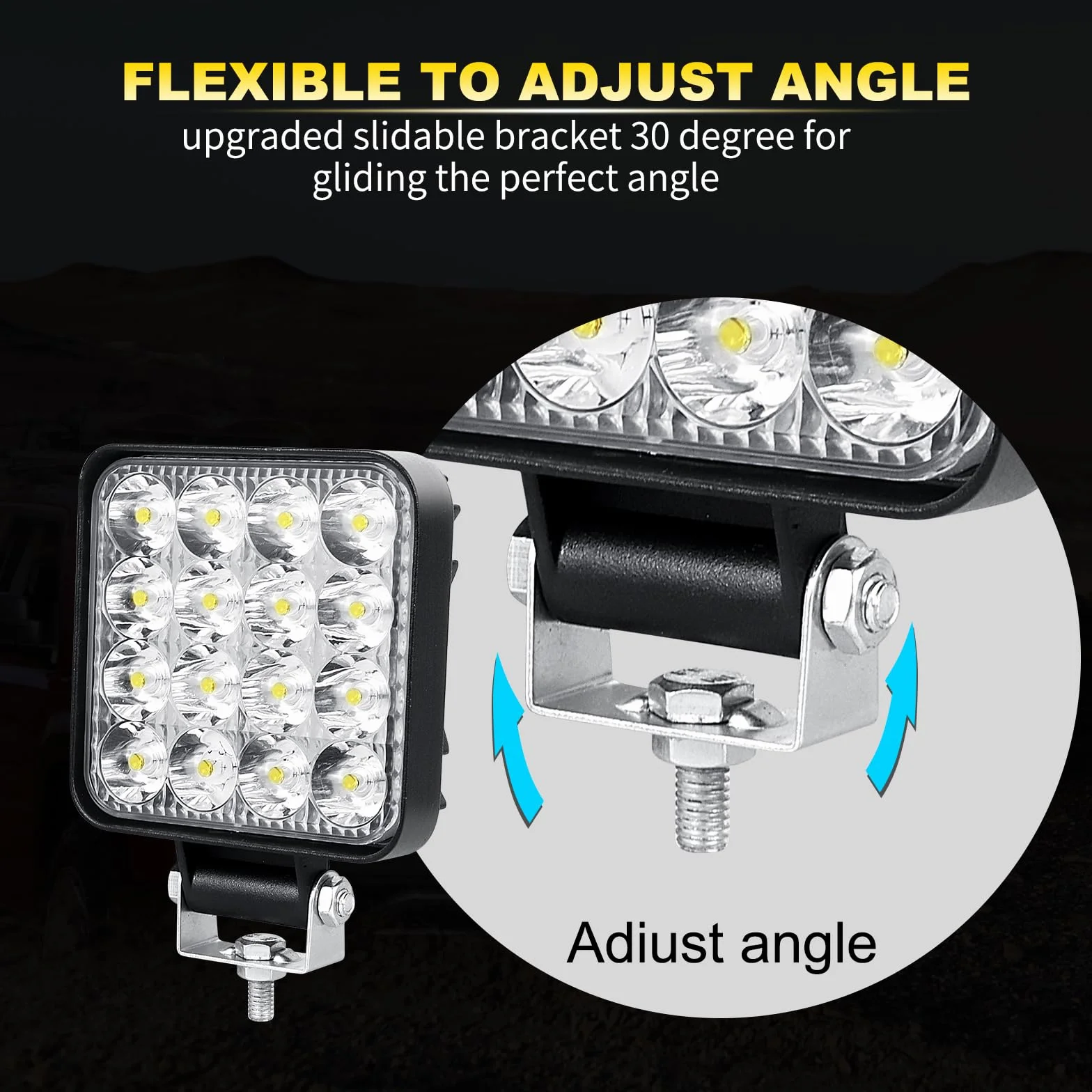 RIGIDON 48W 3.3" Mini Spot Lámpara LED Faro de Trabajo Rectangular 12V 24V para Off Road Camión 4x4 ATV