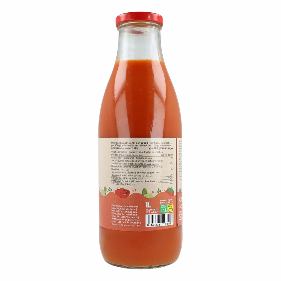Pack 3x Gazpacho Tradicional Ecológico 1L – Gazpacho andaluz con AOVE, bajo en calorías