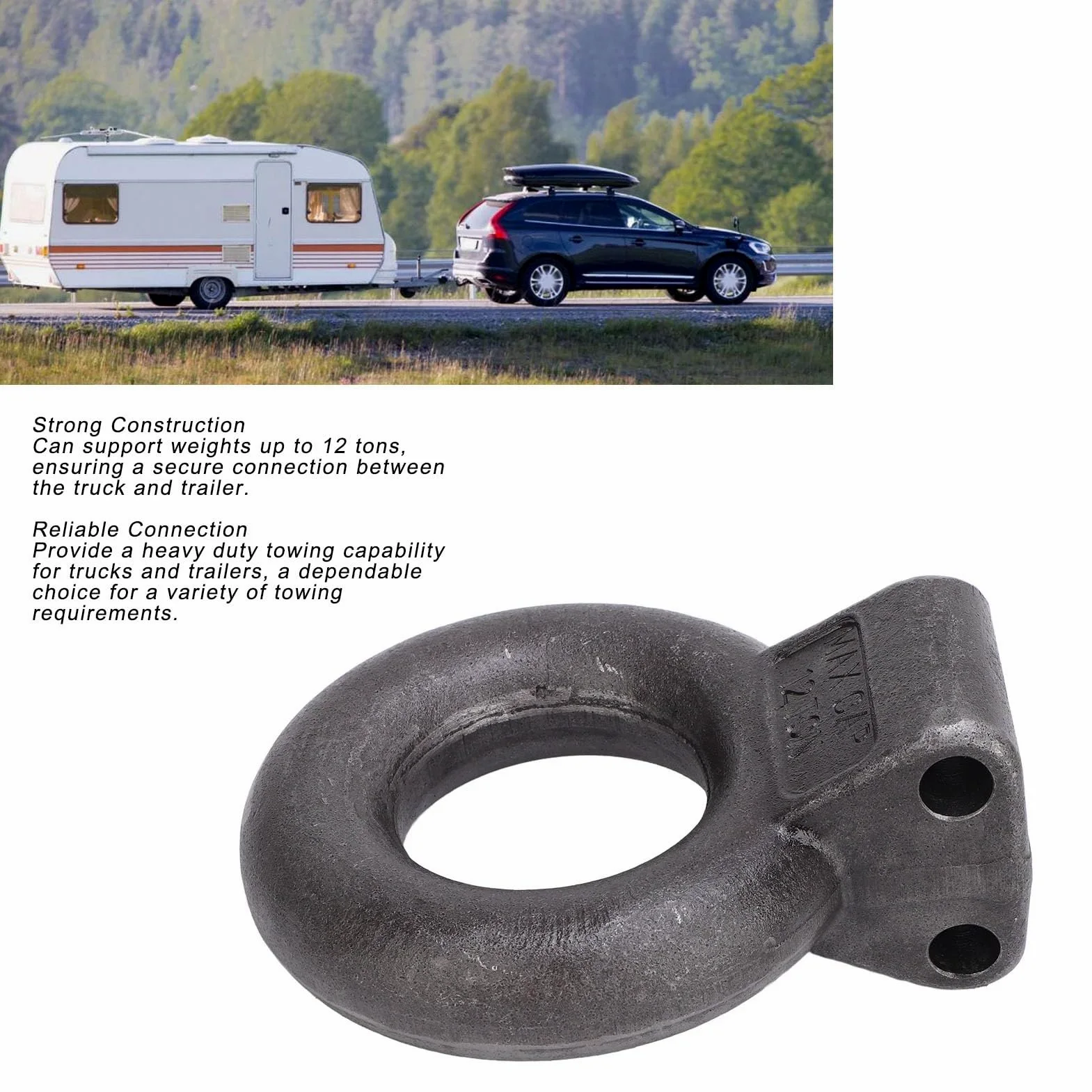 Anillo de Enganche Lunette 3 Pulgadas Diámetro Interior 12 Toneladas 25000 Libras para Remolques Caravanas Construcción Agricultura y Uso Compatible con Enganches Pintle
