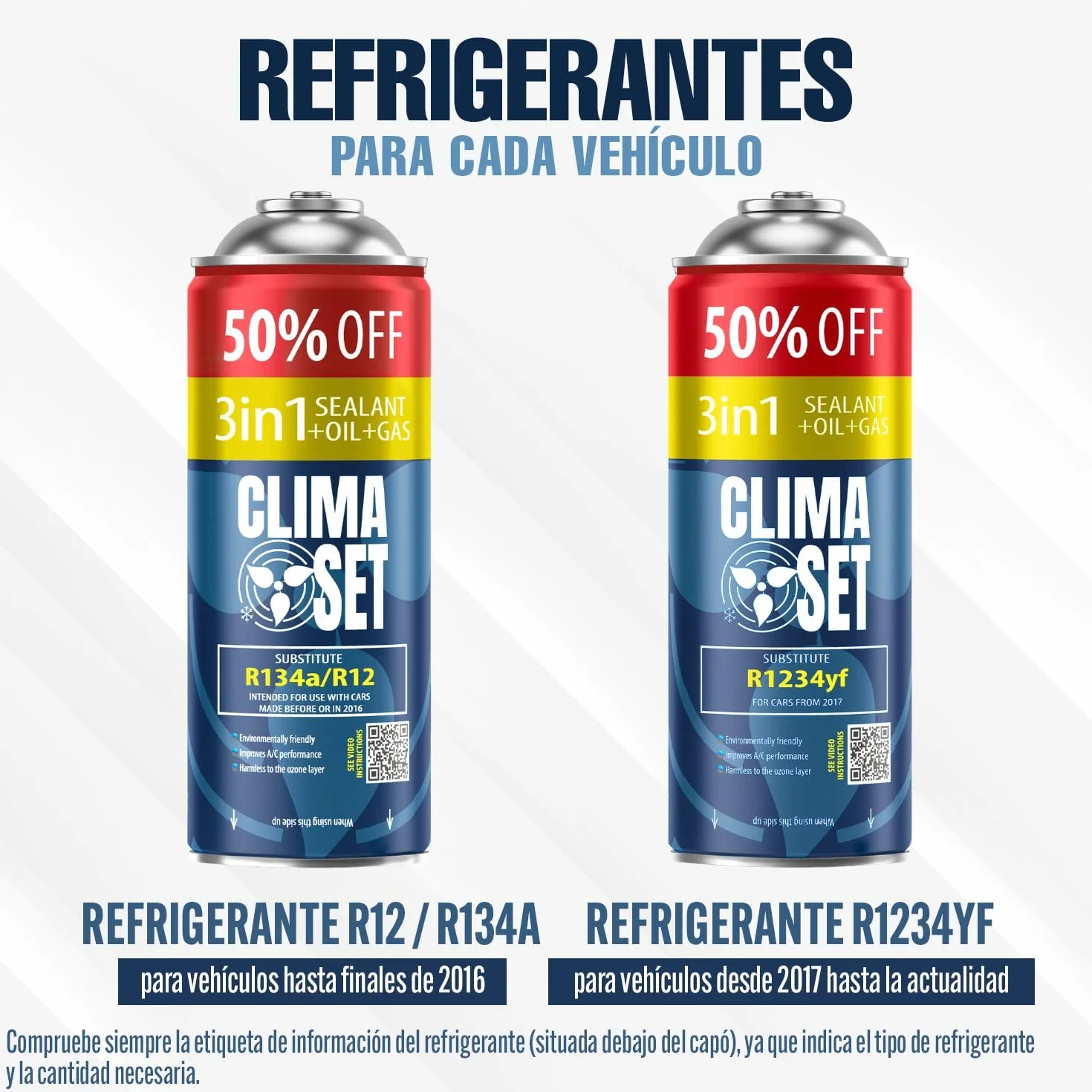 Recambio gas R134a R12 3in1 con manguera manometro Kit recarga aire acondicionado coche 1x235 g ECO