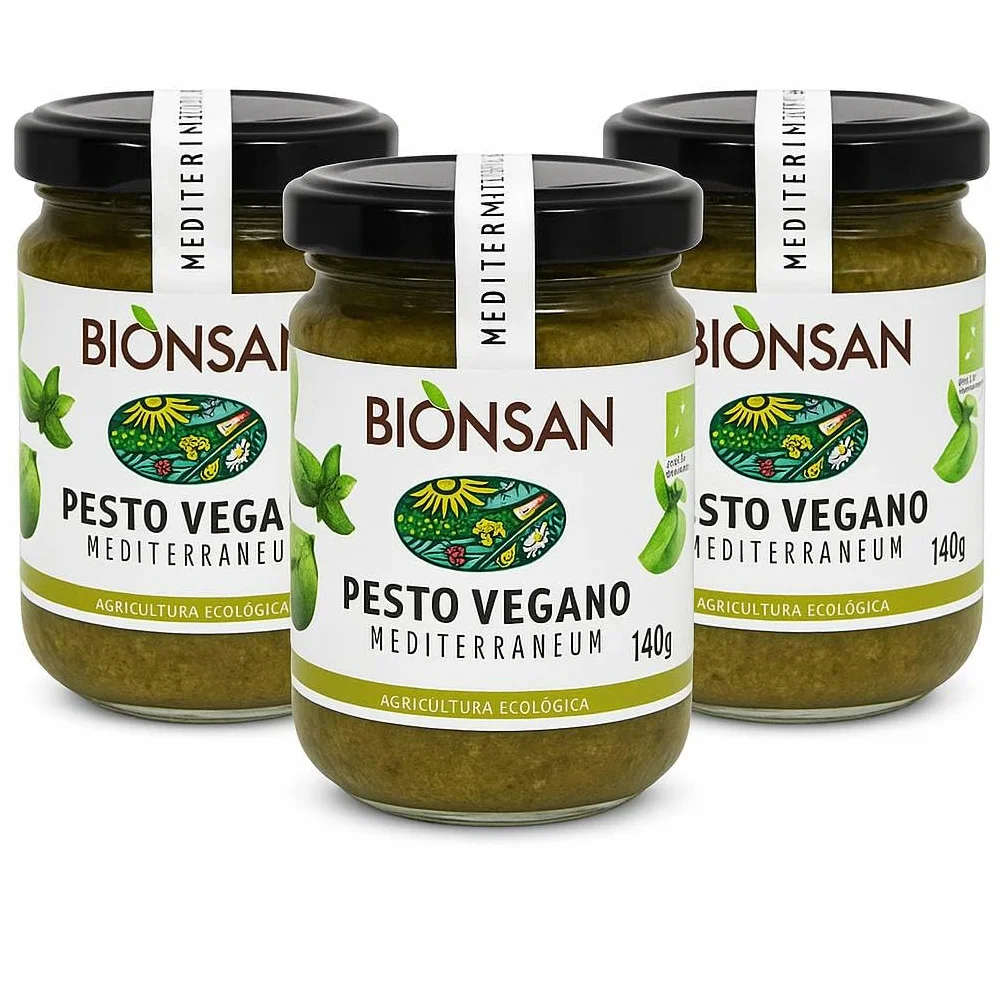 Pack 3x Pesto Vegano Bio 140g Bion san Salsa Ecológica Sin Queso 100% Vegana