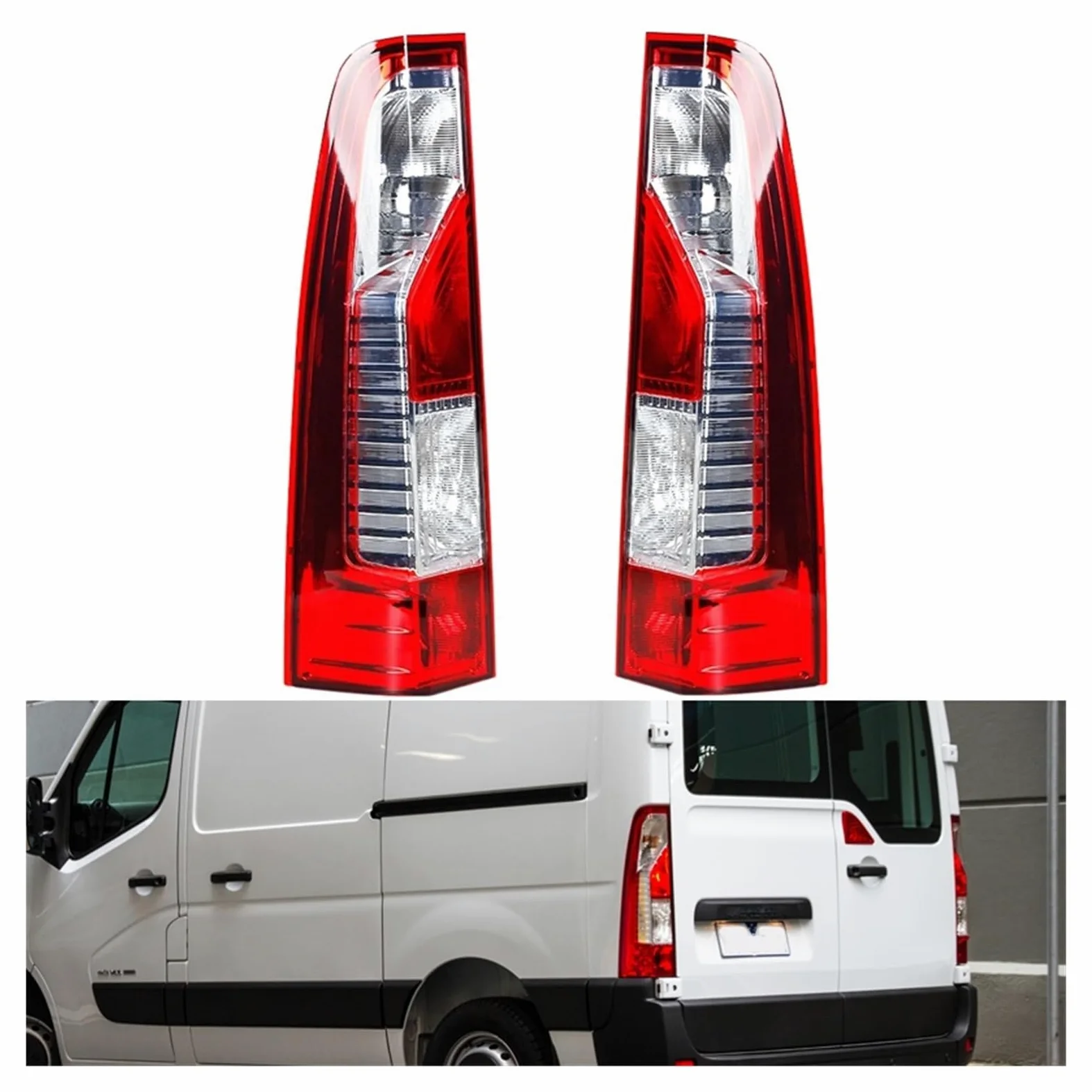 Auto Parts Cubierta de Luces Traseras Luces de Freno Luces Antiniebla Luces de Reversa 4419378 4419379, Compatible con Renault Master FV Furgoneta JV Autobús 2010-2024 España(Left)