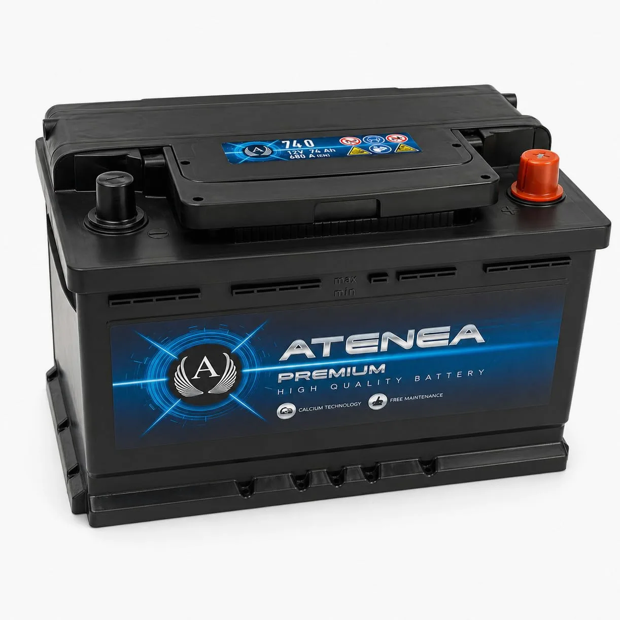 Batería Coche 12V 74Ah 680A (EN) Atenea Premium AT740 Arranque Standard, sin Start-Stop