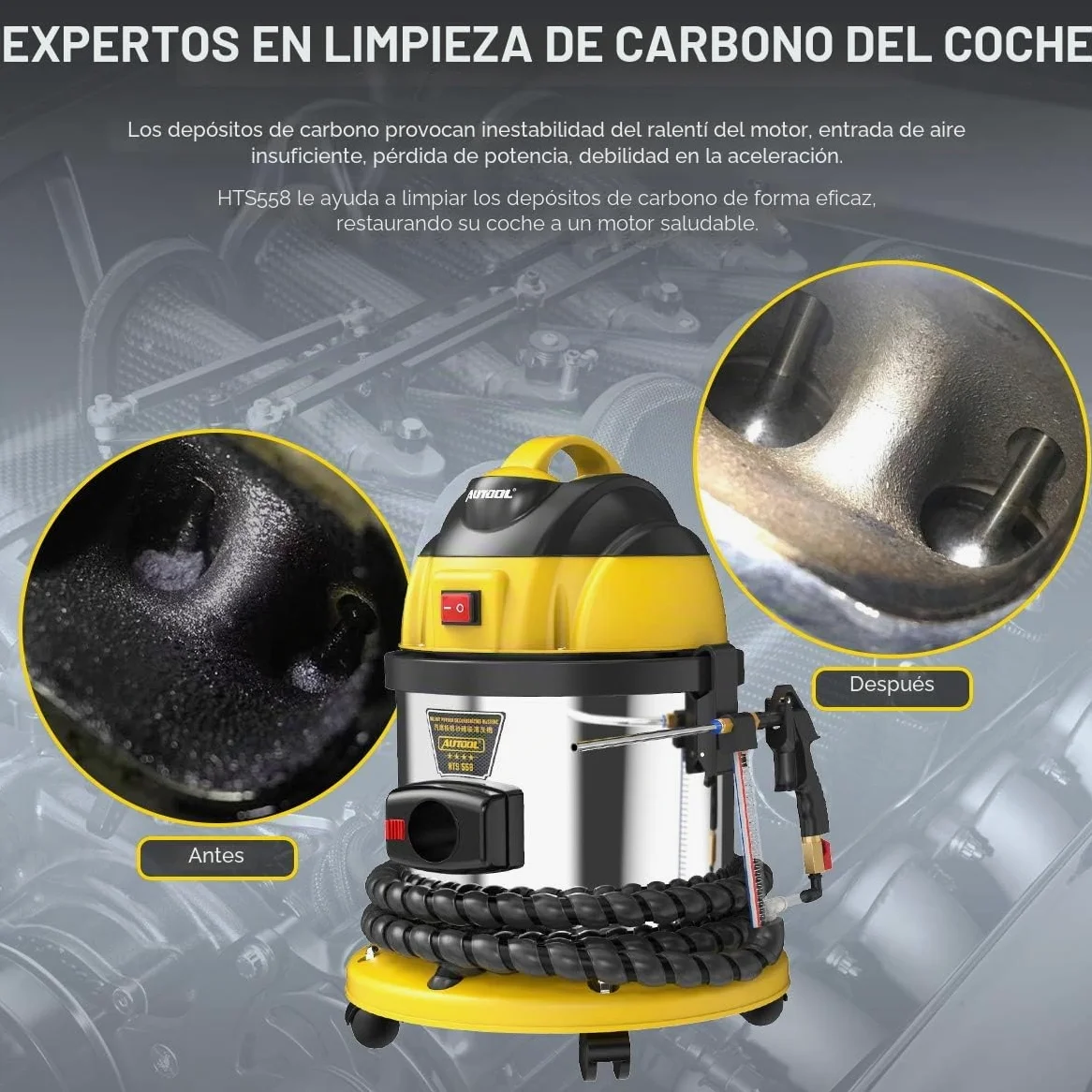 AUTOOL Máquina de Chorro de Arena, Máquina de limpieza de la válvula de auto de carbono sistema de limpieza de arena de nogal