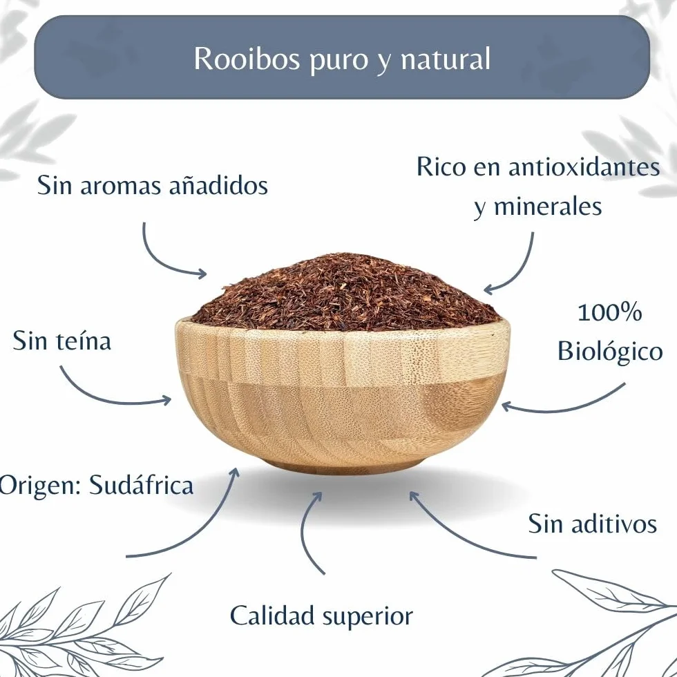 Rooibos Orgánico Infusión Vegana Hoja Suelta 100% Natural Libre de OGM Agricultura Ecológica Envasado en Francia 200g