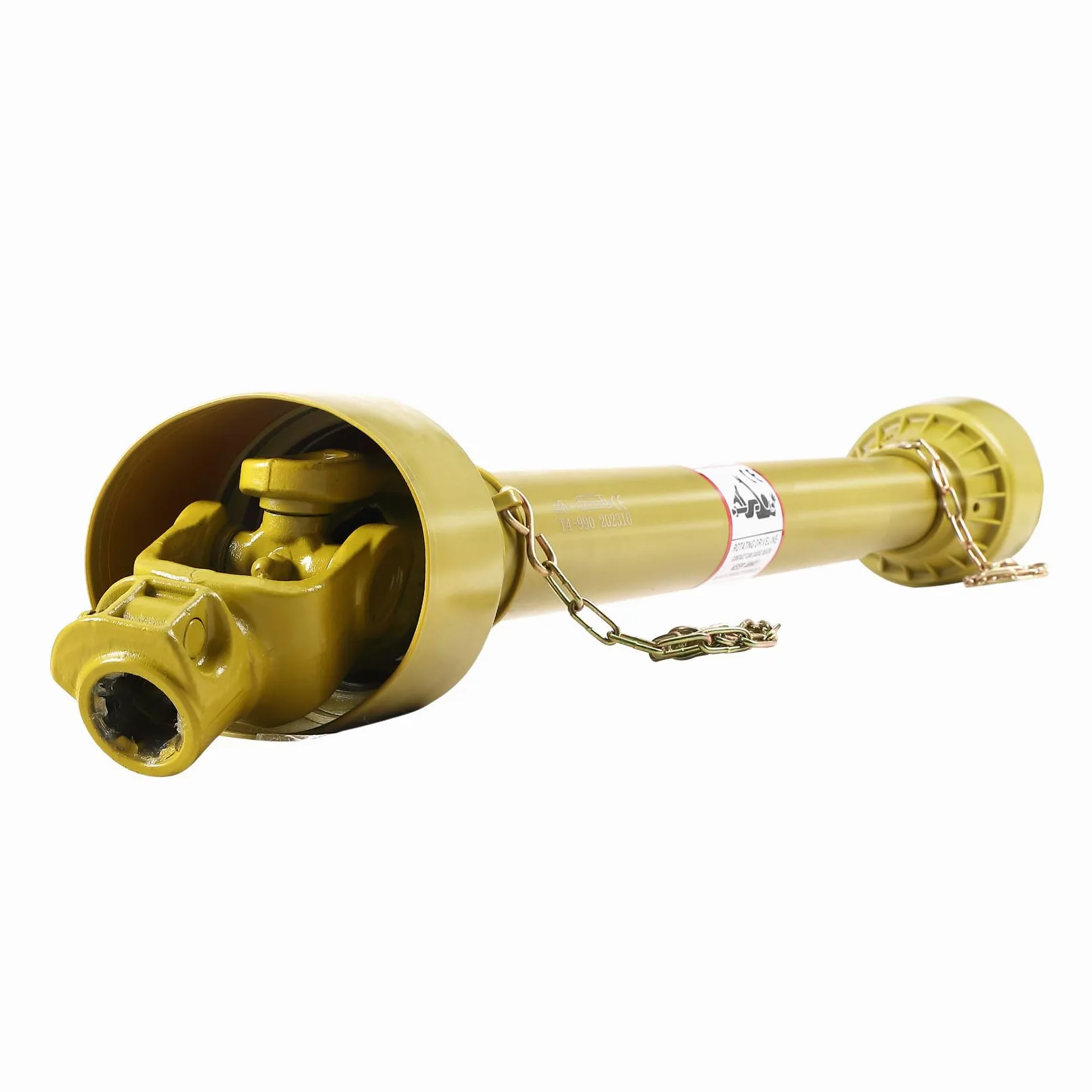 Garvee Eje de Transmisión Cardán Agrícola Serie 4 Toma de Fuerza con Tubo Telescópico Acero 1000-1400 mm Junta Universal Extremo de 6 Estrías y Redondo de 35 mm para Desbrozadora Tractor amarillo