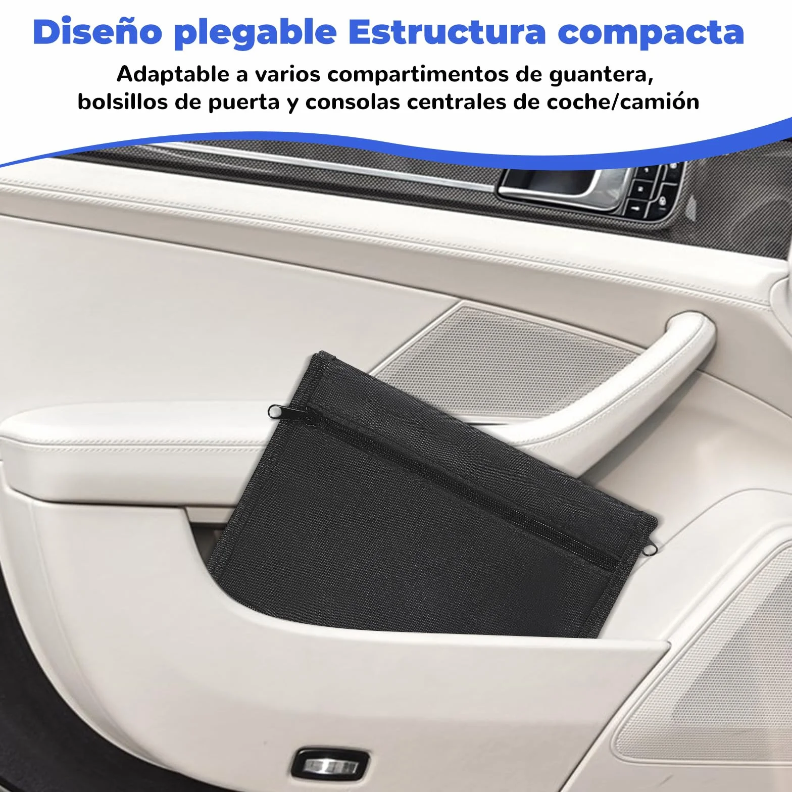 Carpeta Documentación Coche – Porta Documentos Coche,Carpeta de Organizador de Guantera, Negra, Formato (24x17,5 cm) para Documentos del Vehículo, Facturas y Tickets